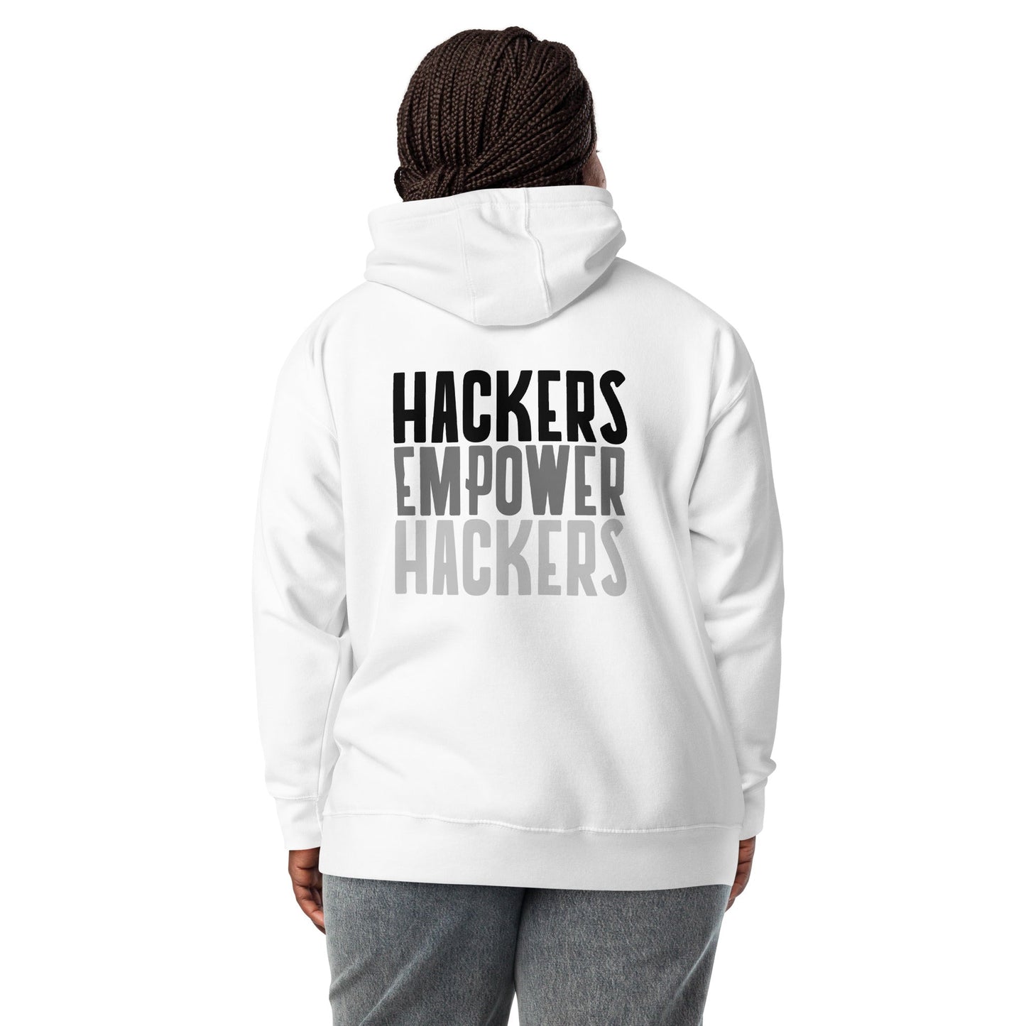 Hackers Empower Hackers - Unisex Hoodie ( Back Print ) by DarkByteGear