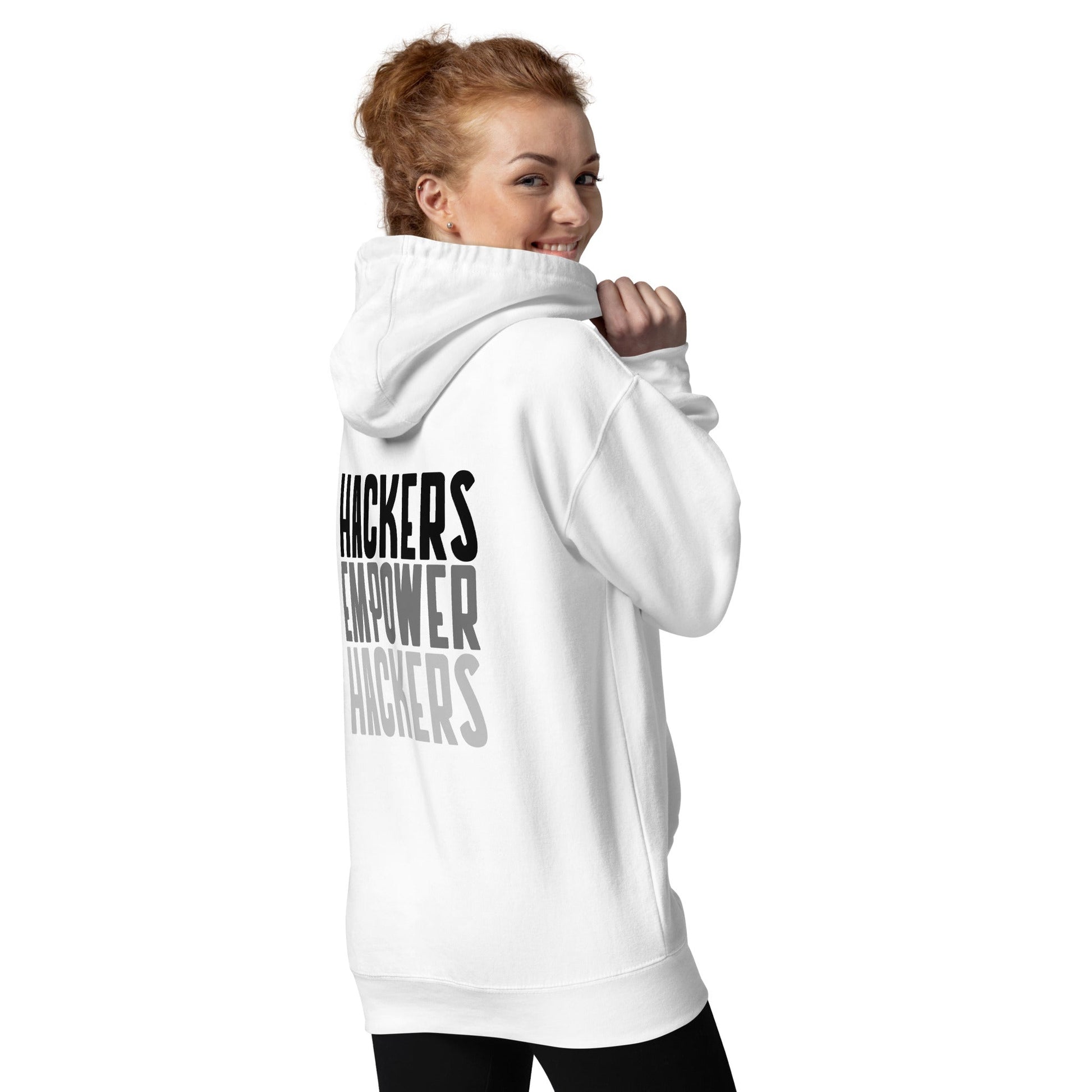 Hackers Empower Hackers - Unisex Hoodie ( Back Print ) by DarkByteGear