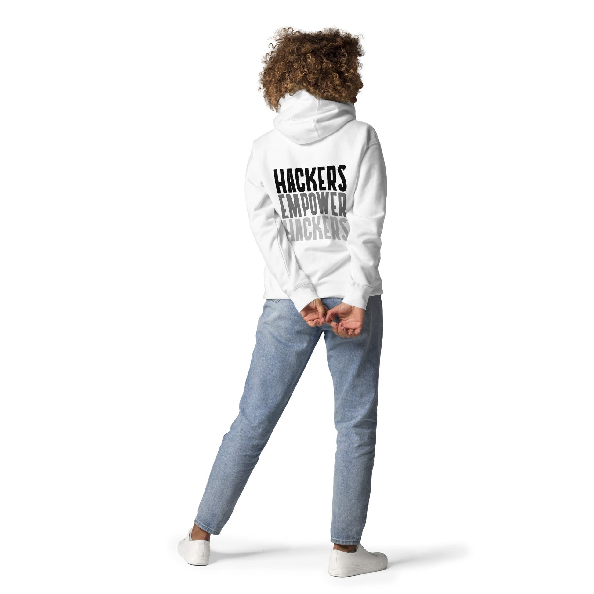 Hackers Empower Hackers - Unisex Hoodie ( Back Print ) by DarkByteGear