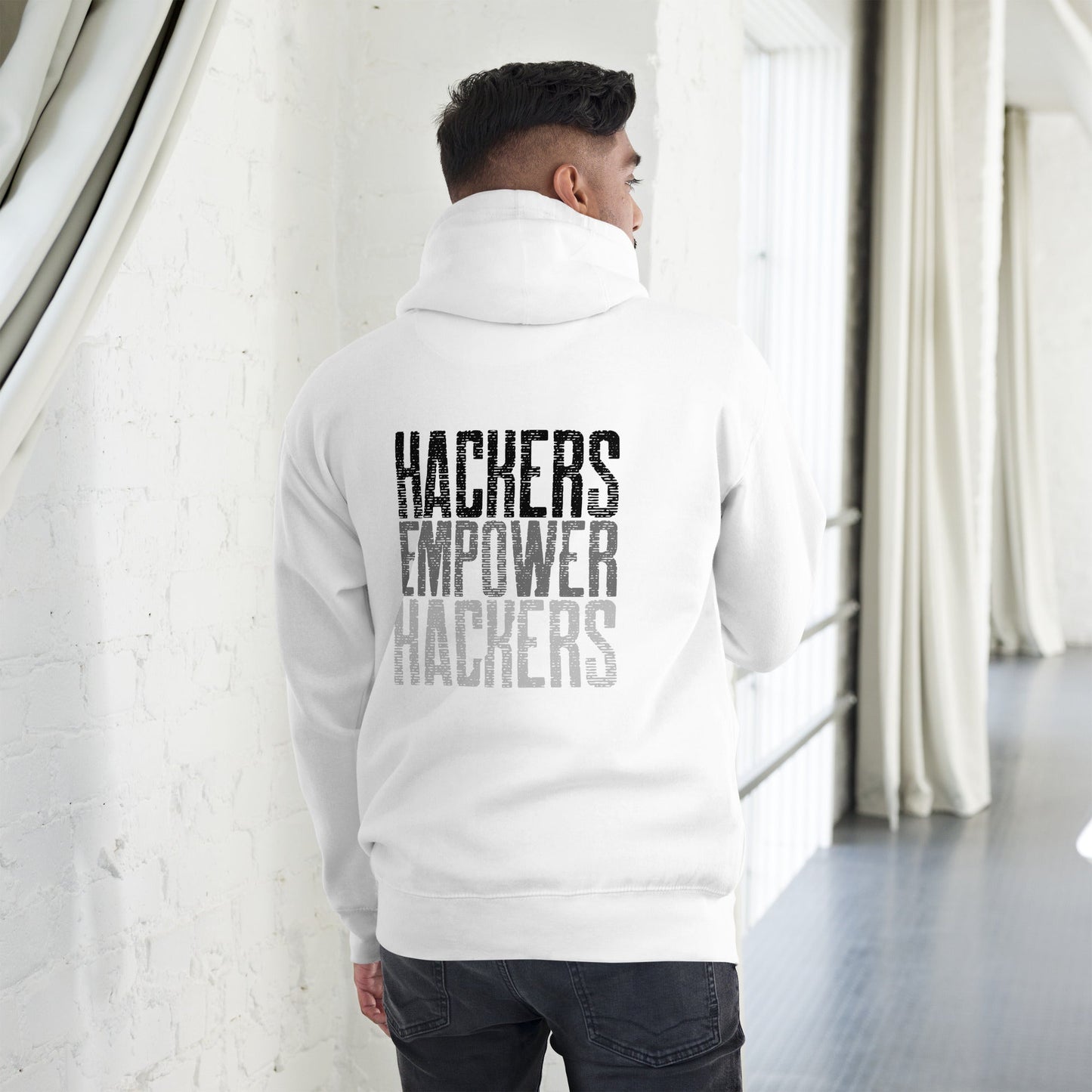 Hackers Empower Hackers V1 - Unisex Hoodie ( Back Print ) by DarkByteGear