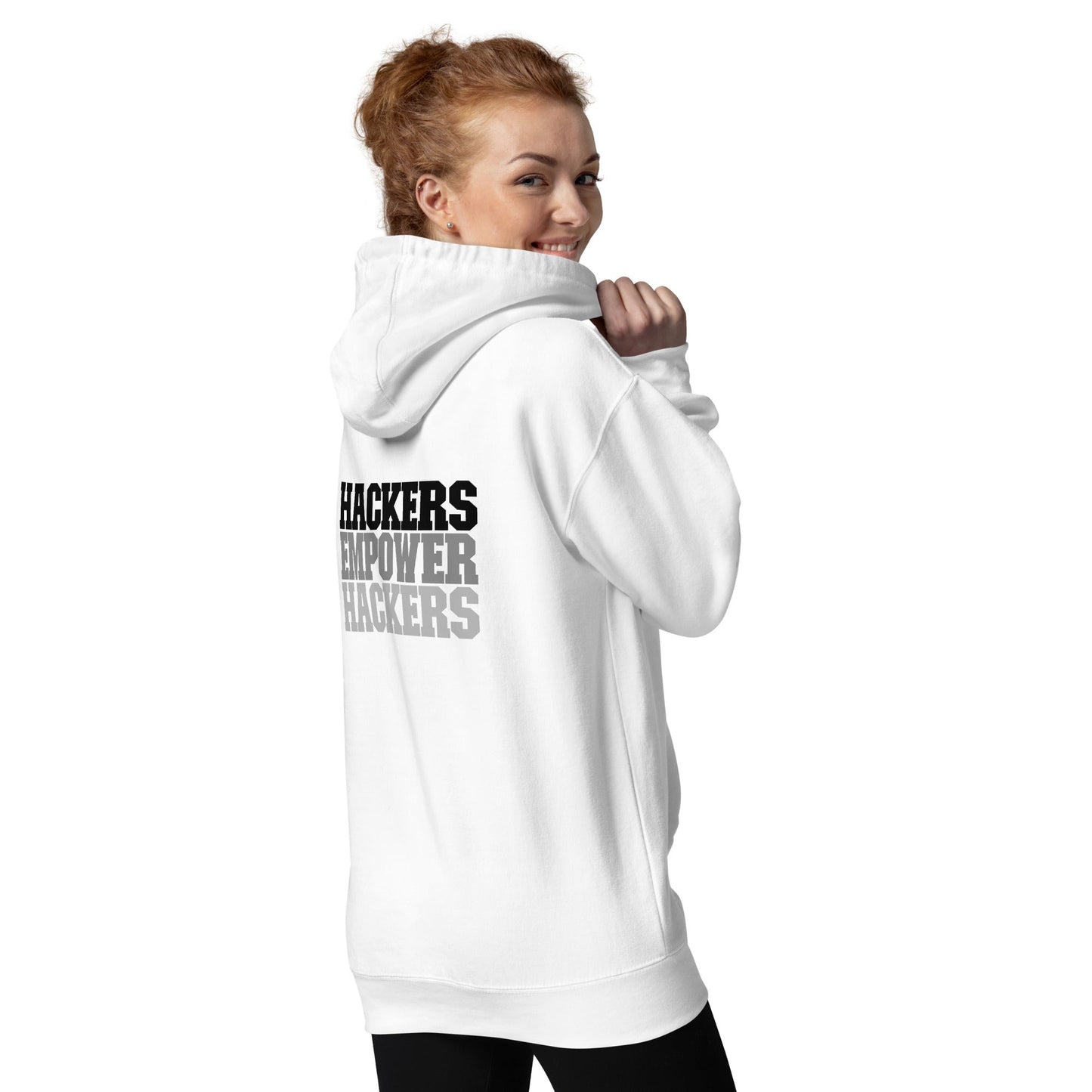 Hackers Empower Hackers V2 - Unisex Hoodie ( Back Print ) by DarkByteGear