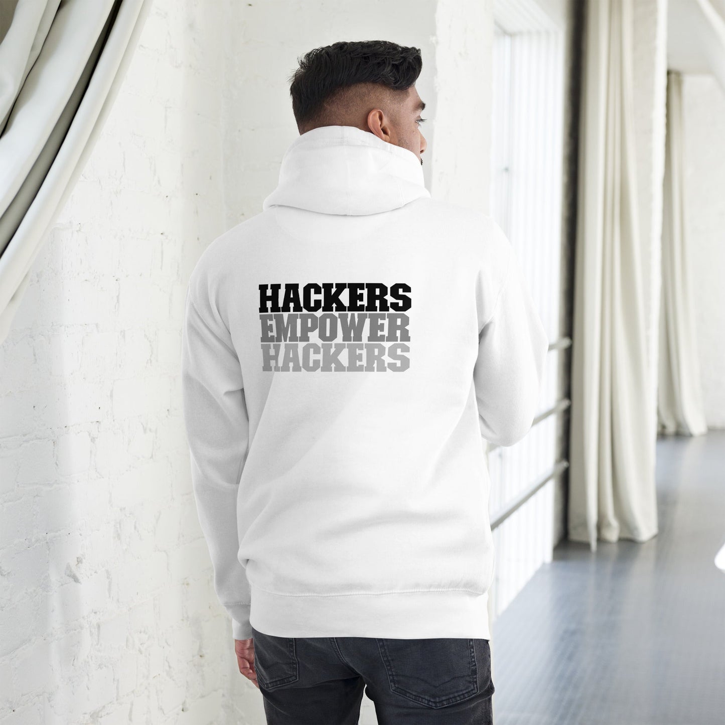 Hackers Empower Hackers V2 - Unisex Hoodie ( Back Print ) by DarkByteGear