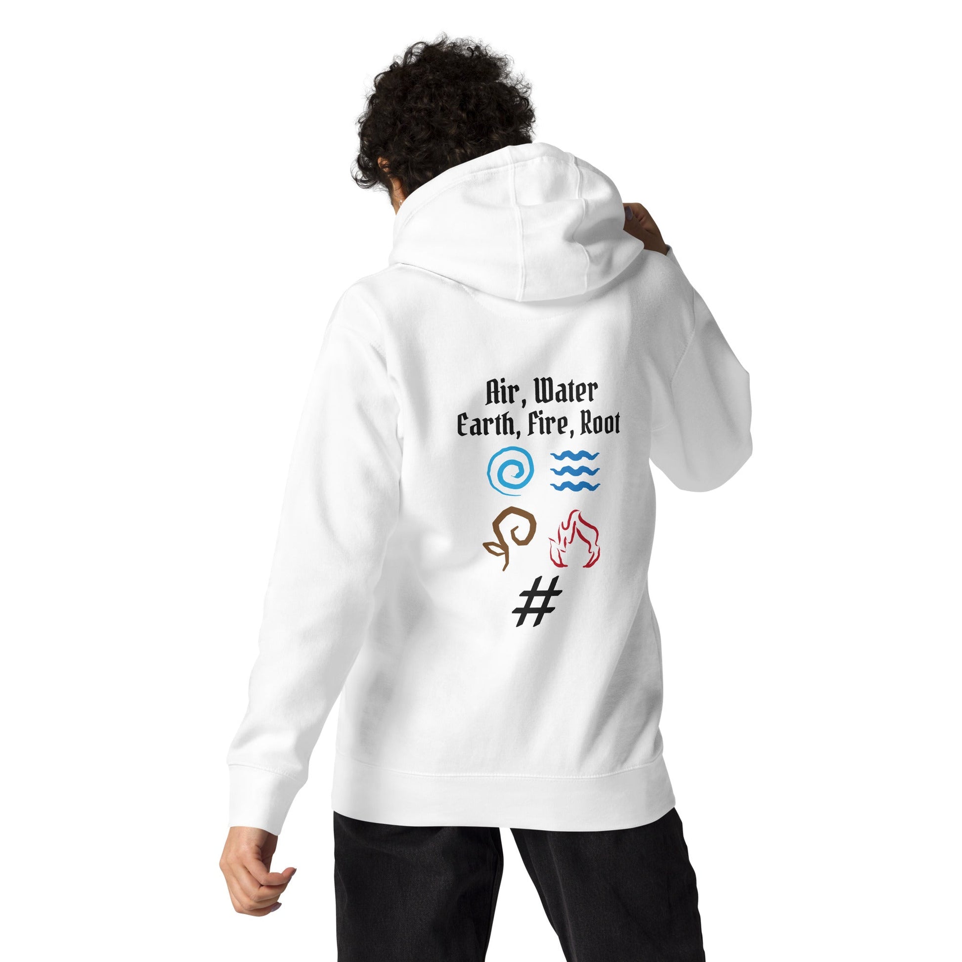 Air, Water, Earth, Fire, Root - Unisex Hoodie ( Back Print ) by DarkByteGear