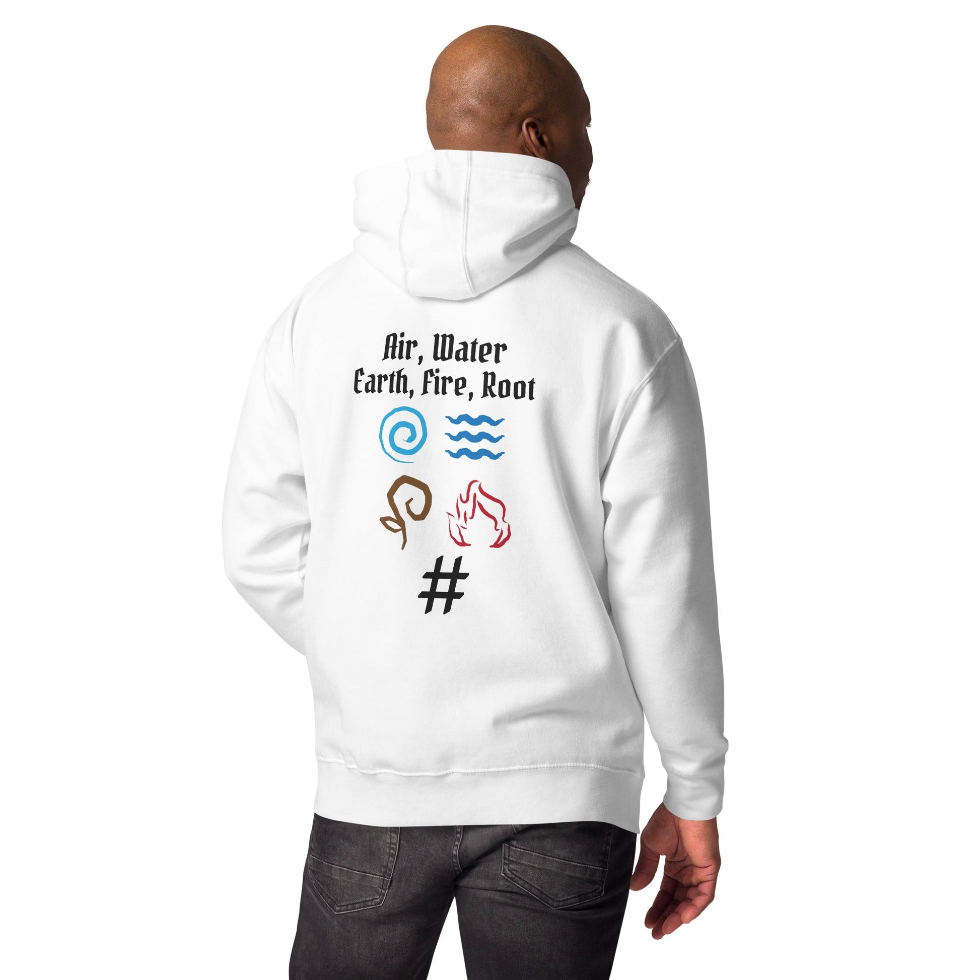 Air, Water, Earth, Fire, Root - Unisex Hoodie ( Back Print ) by DarkByteGear