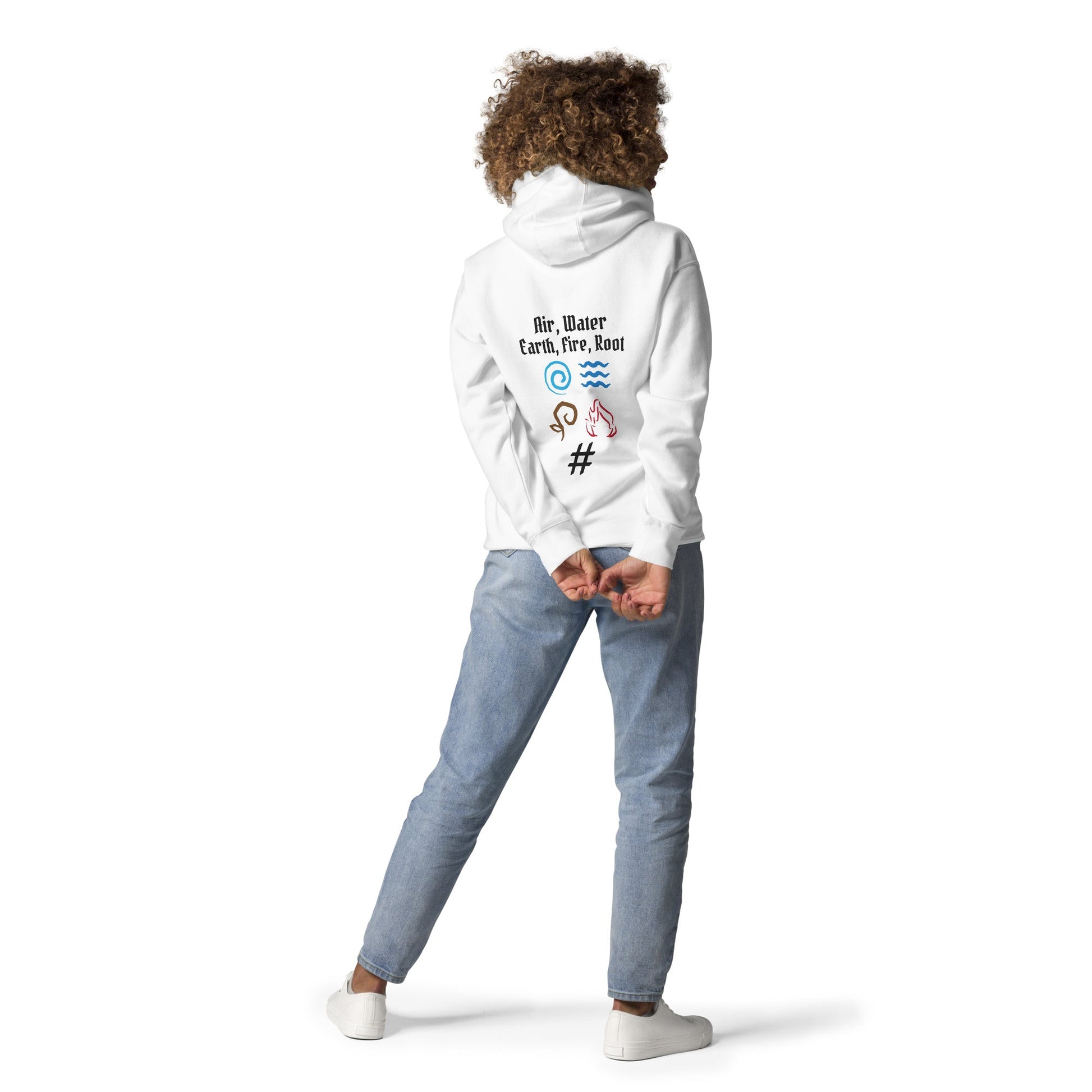 Air, Water, Earth, Fire, Root - Unisex Hoodie ( Back Print ) by DarkByteGear