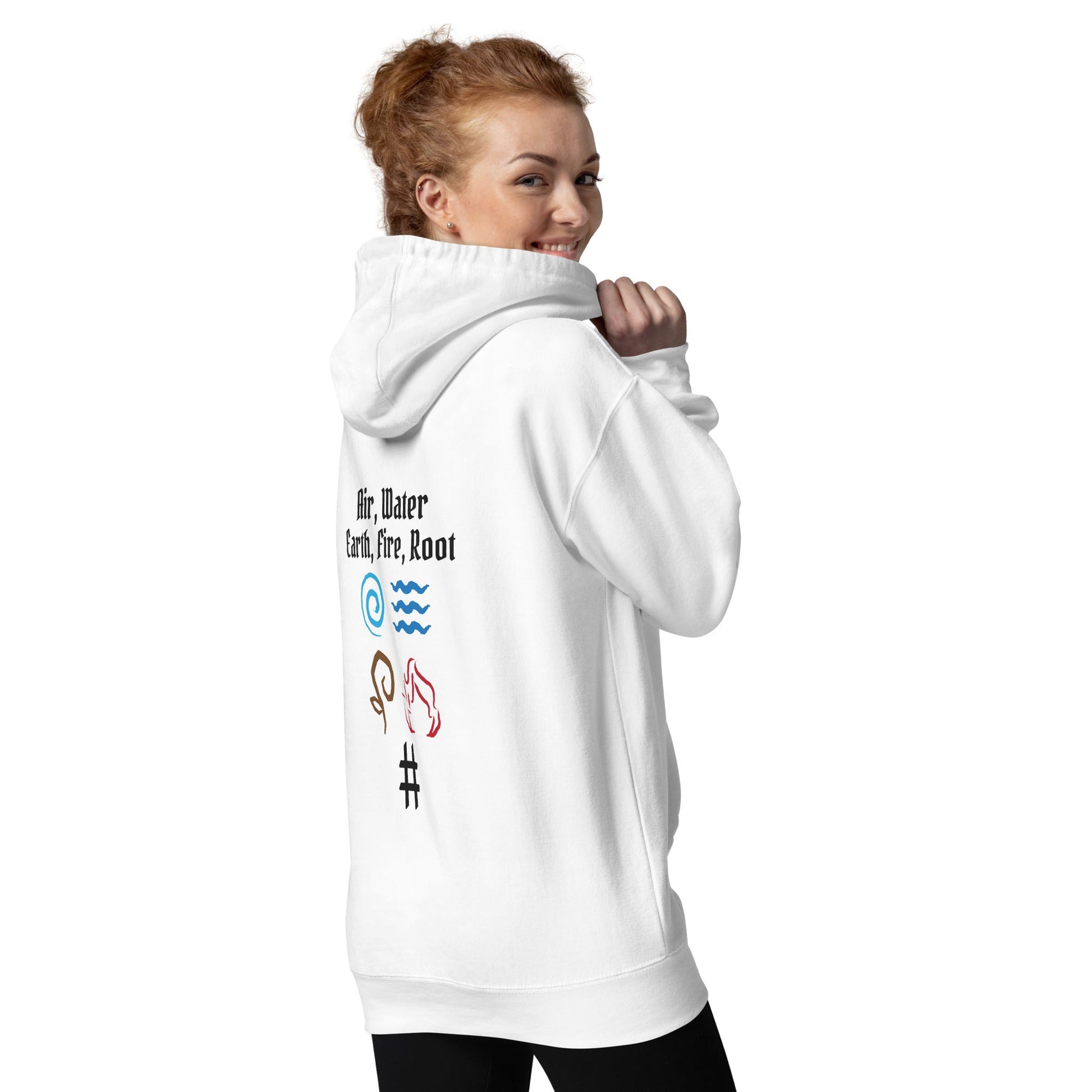 Air, Water, Earth, Fire, Root - Unisex Hoodie ( Back Print ) by DarkByteGear