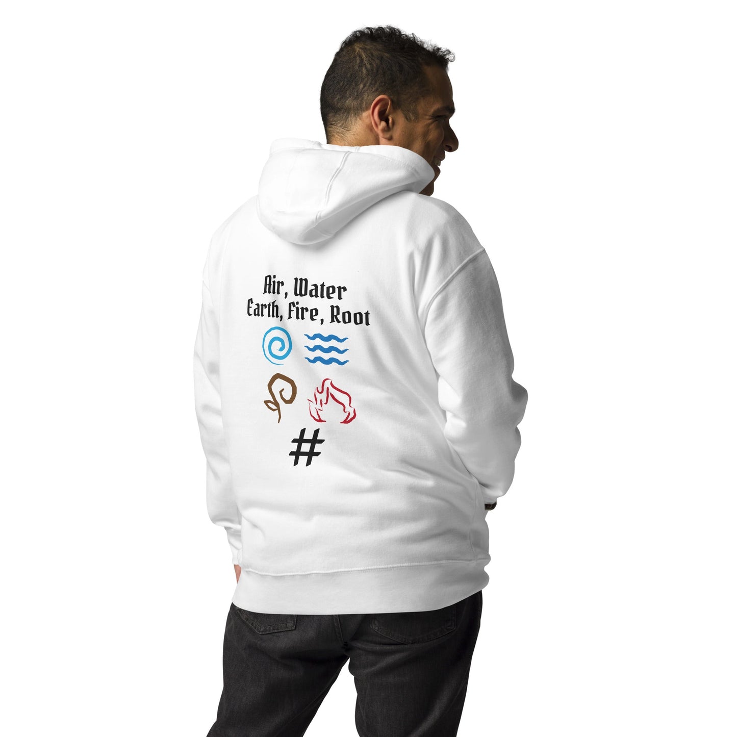 Air, Water, Earth, Fire, Root - Unisex Hoodie ( Back Print ) by DarkByteGear