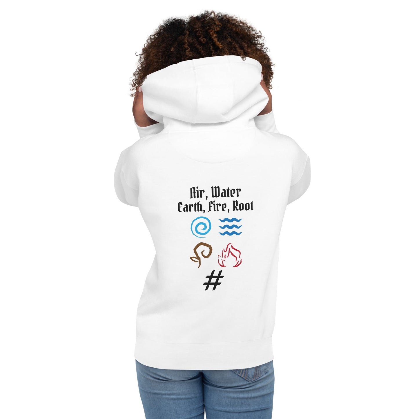 Air, Water, Earth, Fire, Root - Unisex Hoodie ( Back Print ) by DarkByteGear