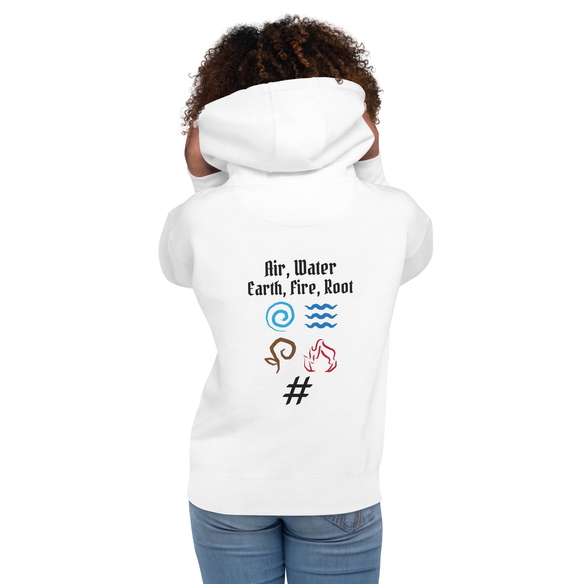 Air, Water, Earth, Fire, Root - Unisex Hoodie ( Back Print ) by DarkByteGear