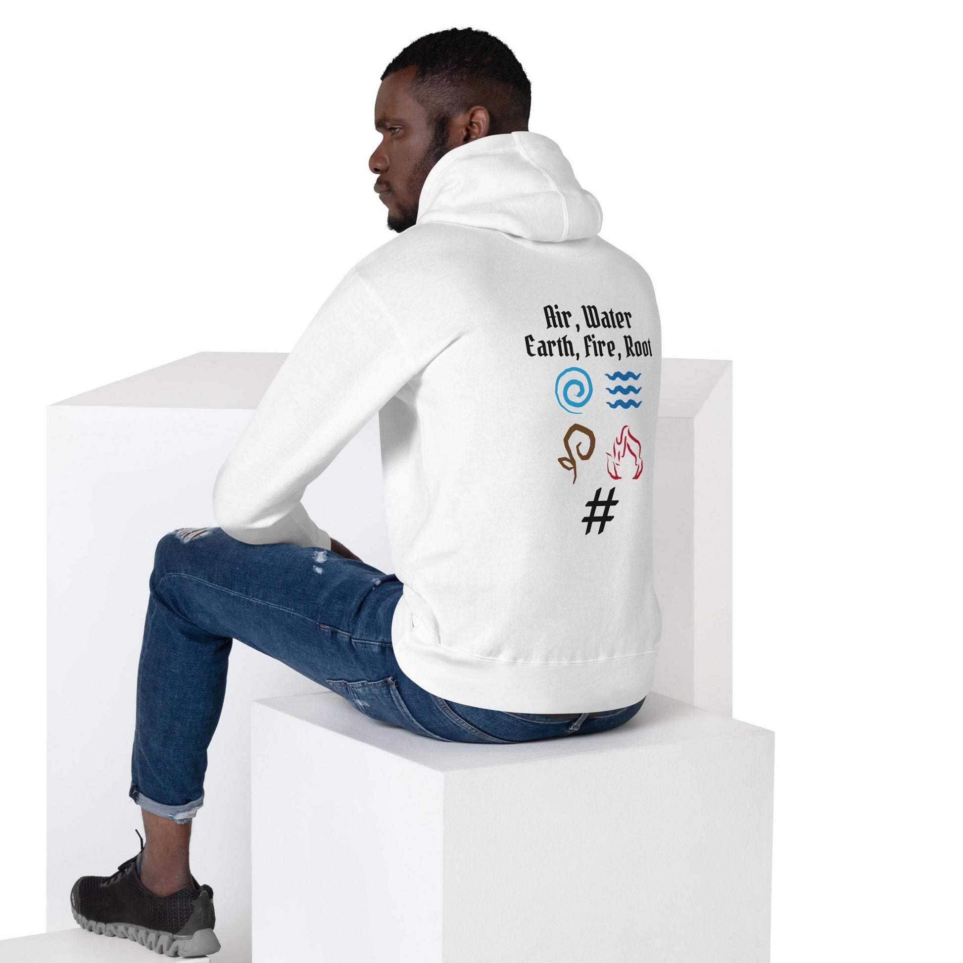 Air, Water, Earth, Fire, Root - Unisex Hoodie ( Back Print ) by DarkByteGear