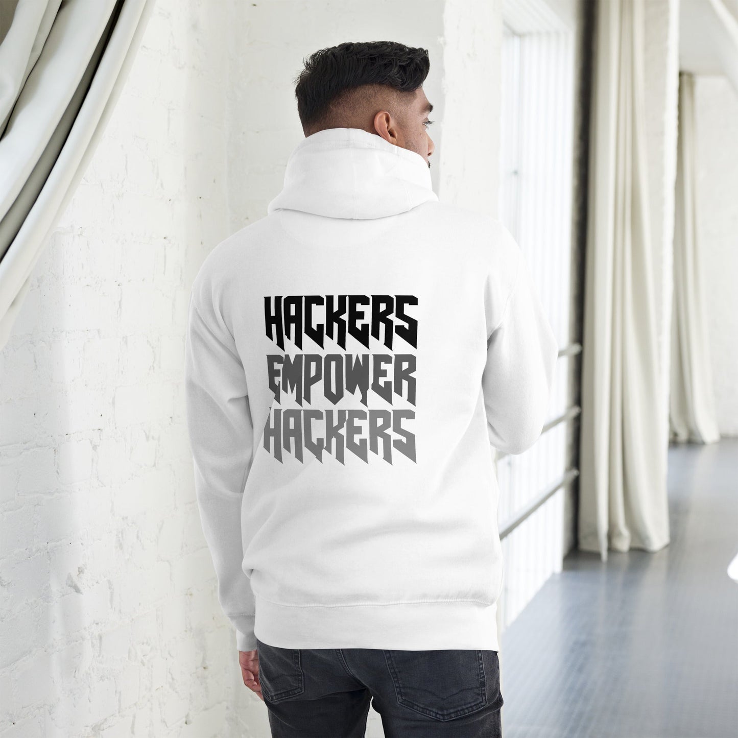 Hackers Empower Hackers V4 - Unisex Hoodie ( Back Print ) by DarkByteGear