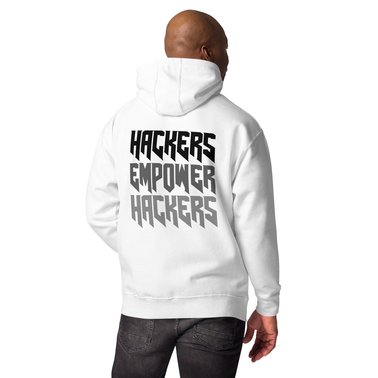 Hackers Empower Hackers V4 - Unisex Hoodie ( Back Print ) by DarkByteGear