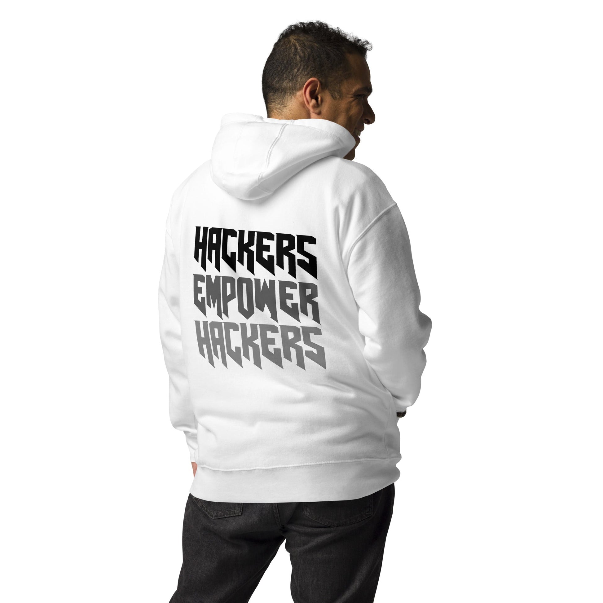 Hackers Empower Hackers V4 - Unisex Hoodie ( Back Print ) by DarkByteGear
