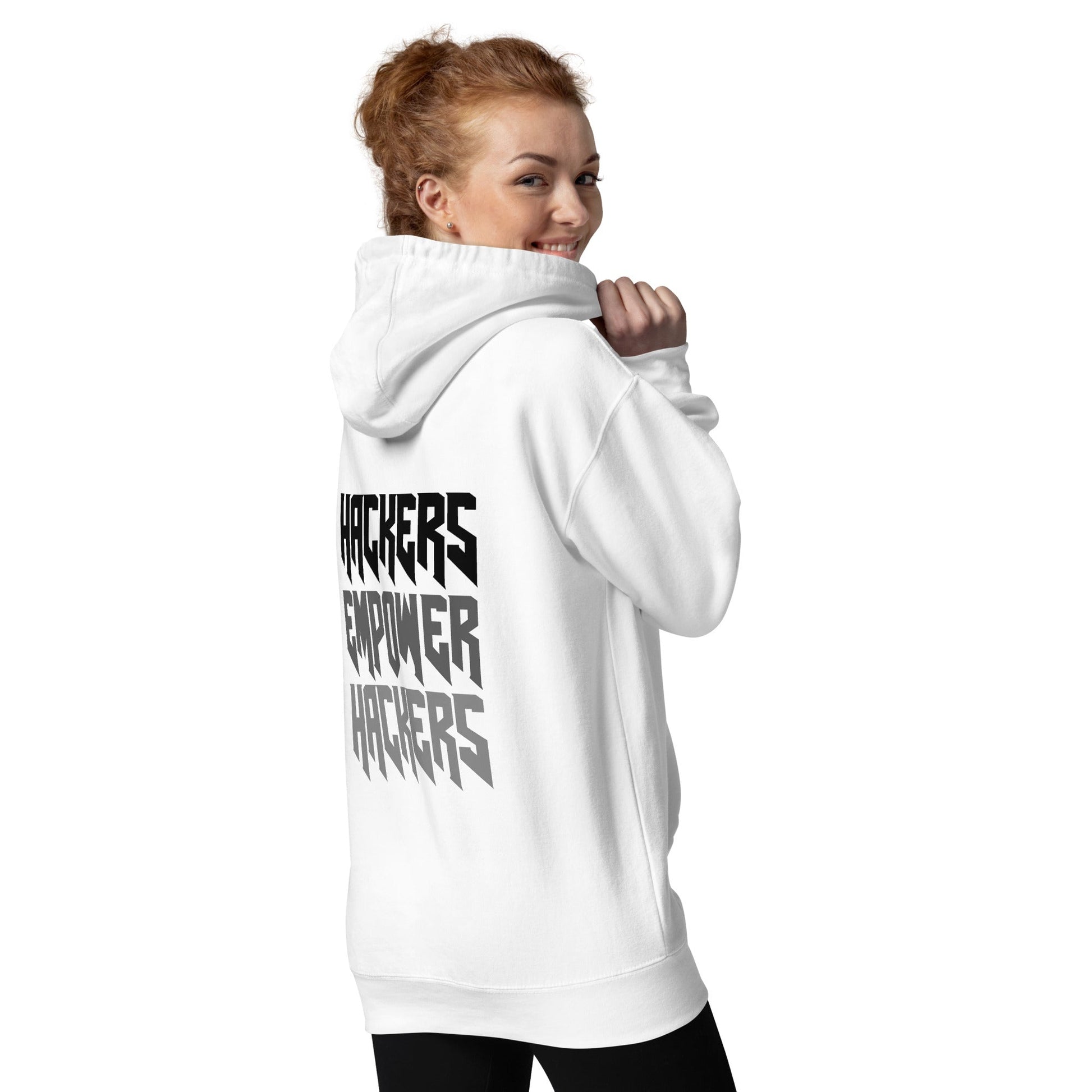 Hackers Empower Hackers V4 - Unisex Hoodie ( Back Print ) by DarkByteGear