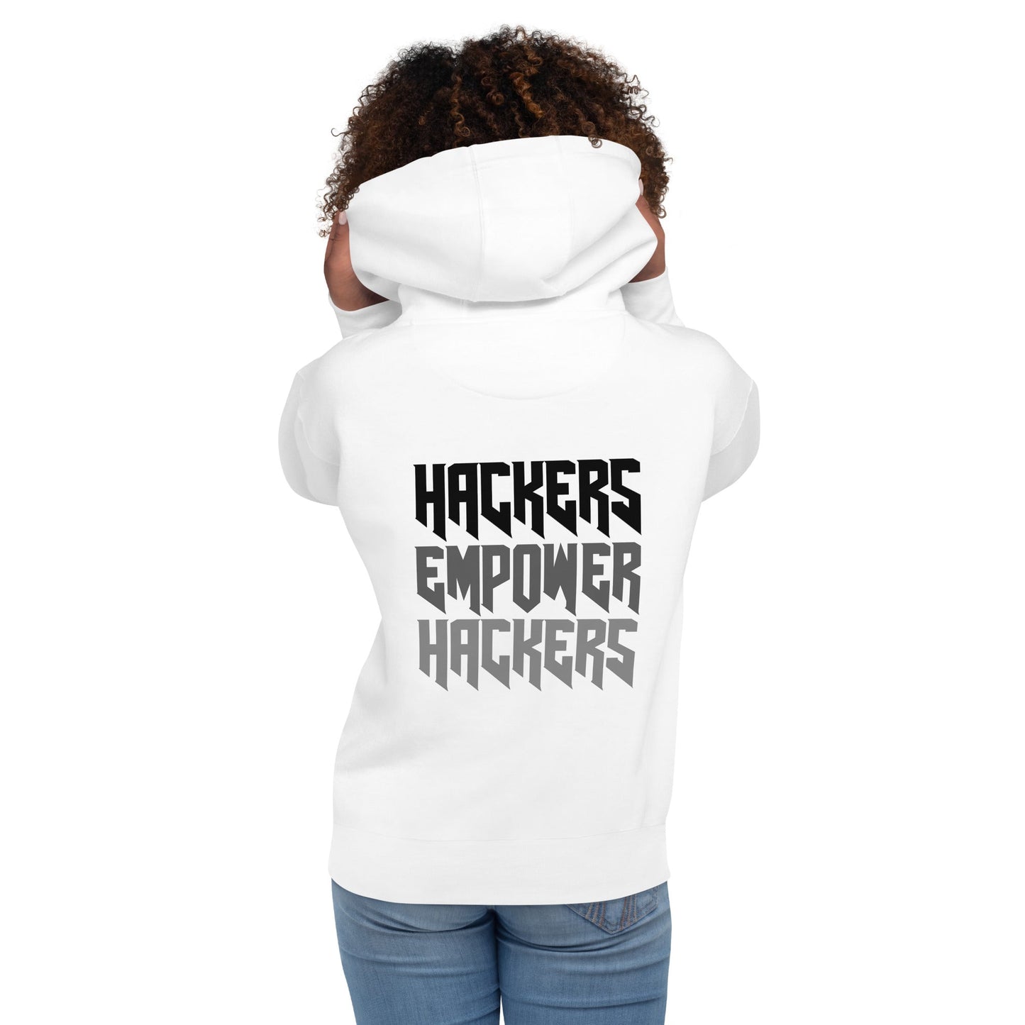 Hackers Empower Hackers V4 - Unisex Hoodie ( Back Print ) by DarkByteGear