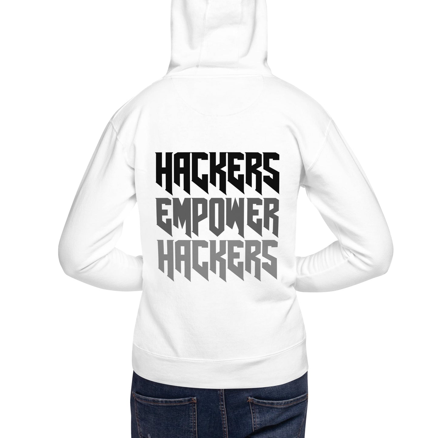 Hackers Empower Hackers V4 - Unisex Hoodie ( Back Print ) by DarkByteGear
