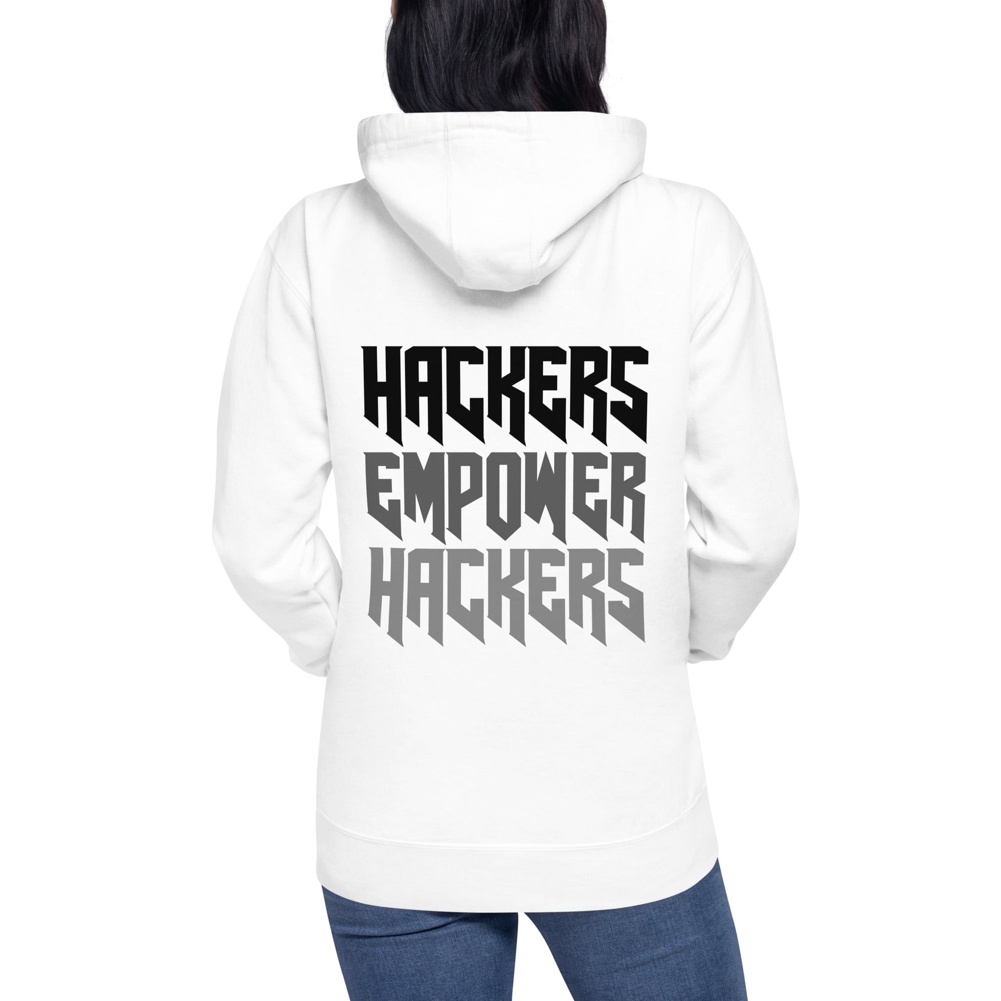 Hackers Empower Hackers V4 - Unisex Hoodie ( Back Print ) by DarkByteGear