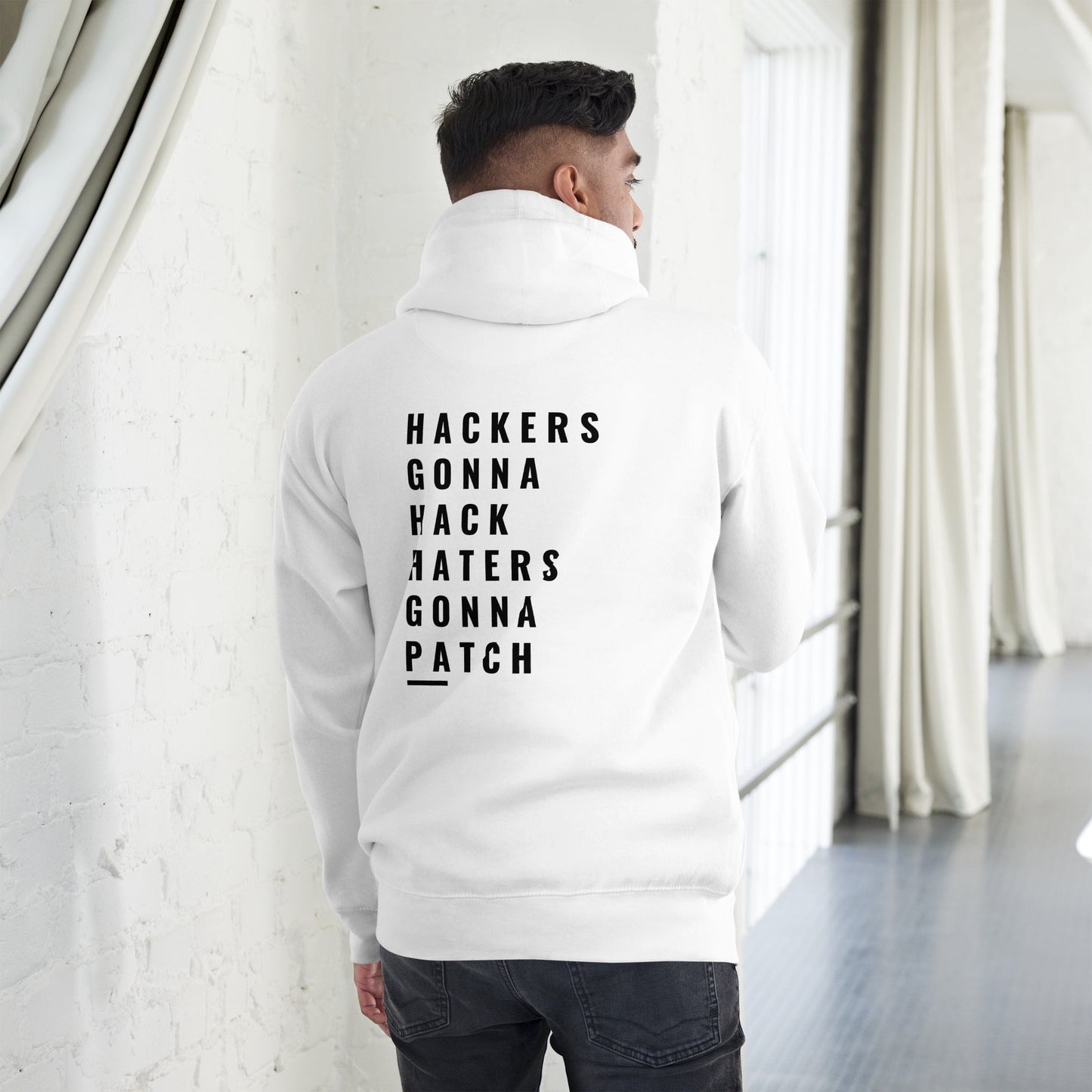 Hackers Gonna Hack: Haters Gonna Patch - Unisex Hoodie ( Back Print ) by DarkByteGear