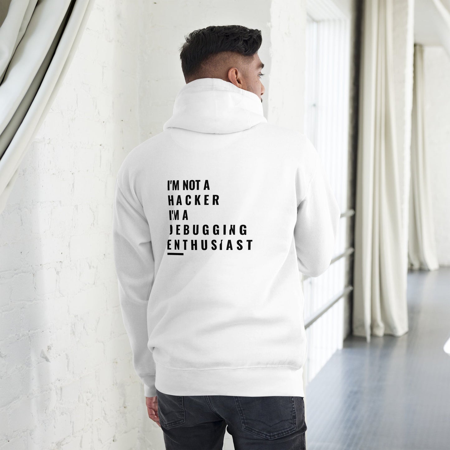 I'm not a Hacker: I'm a Debugging Enthusiast - Unisex Hoodie ( Back Print ) by DarkByteGear