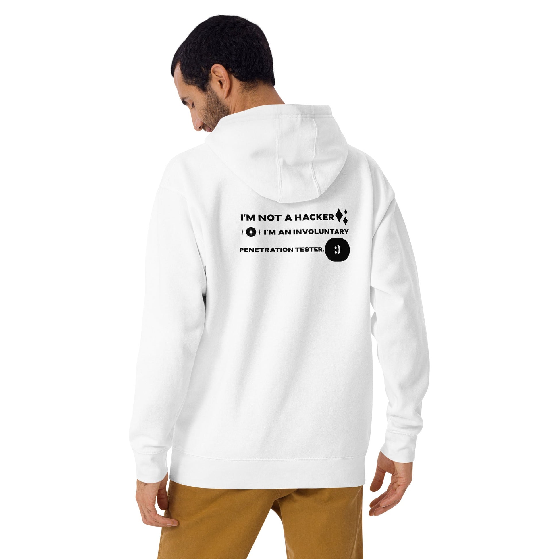 I'm not a Hacker: I am an involuntary penetration tester - Unisex Hoodie ( Back Print ) by DarkByteGear