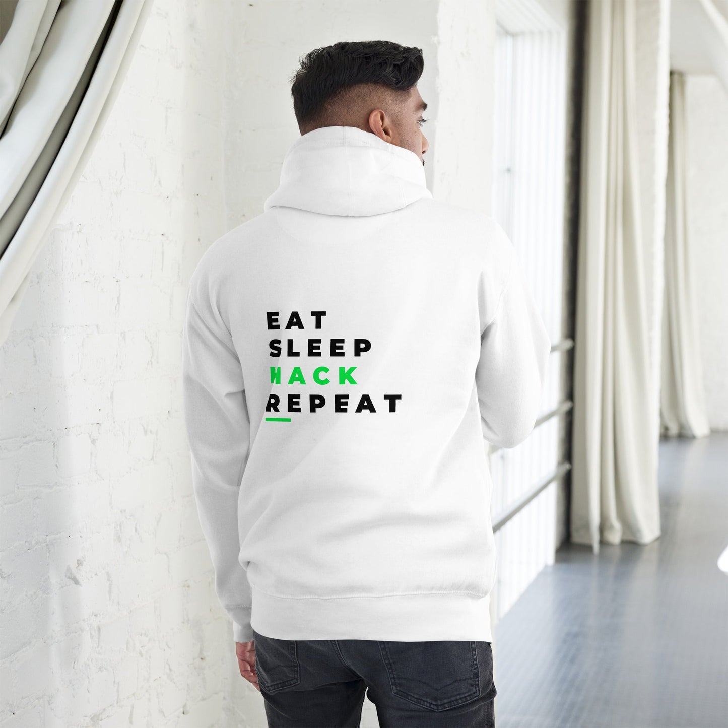 Eat, Sleep, Hack, Repeat V2 - Unisex Hoodie ( Back Print ) by DarkByteGear