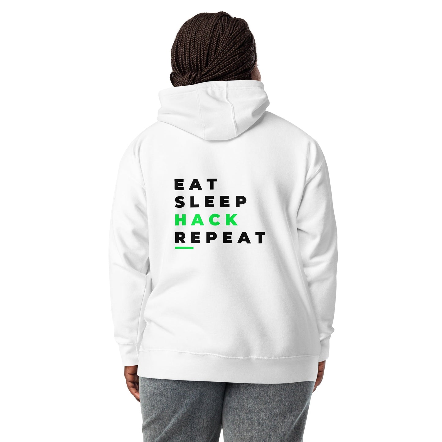 Eat, Sleep, Hack, Repeat V2 - Unisex Hoodie ( Back Print ) by DarkByteGear