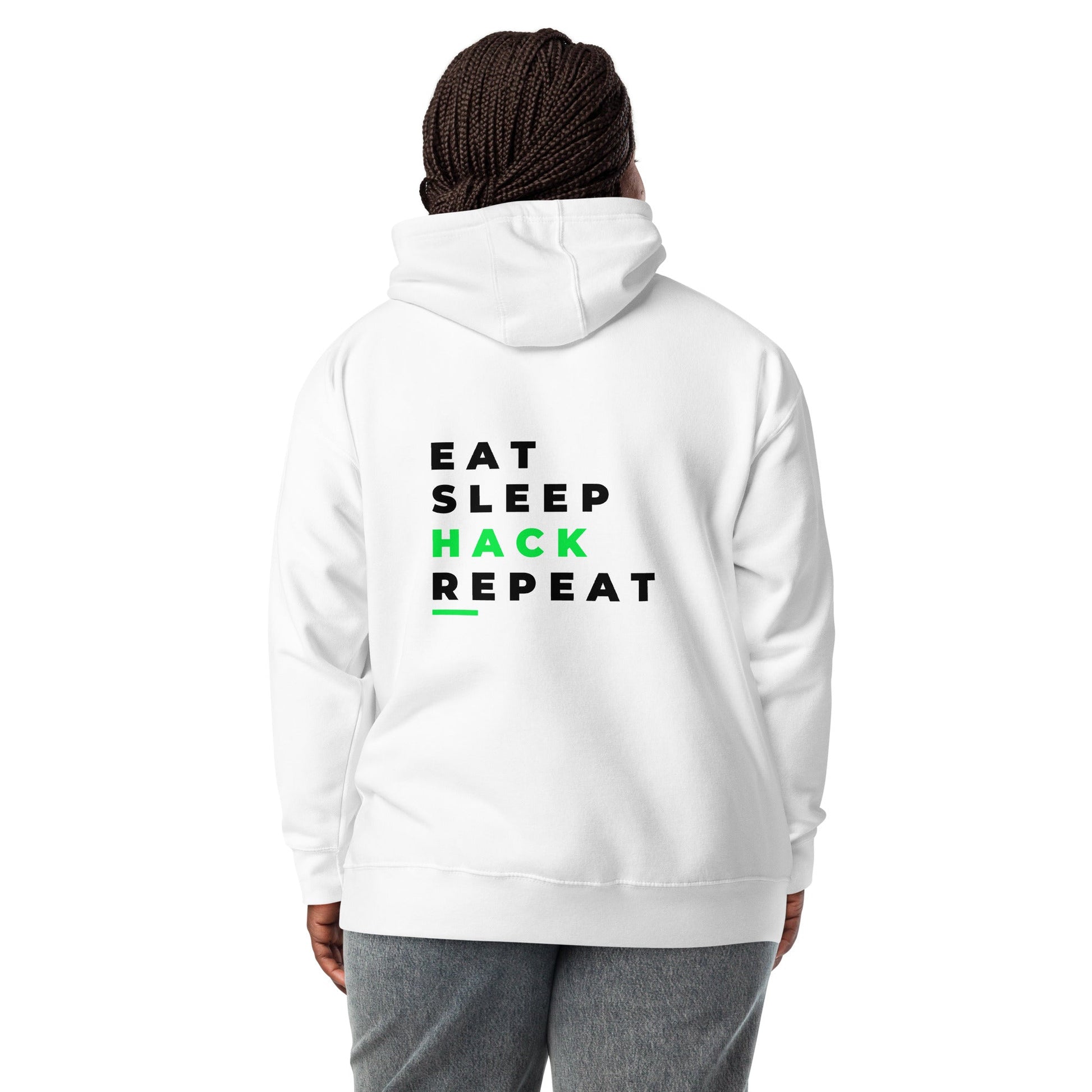 Eat, Sleep, Hack, Repeat V2 - Unisex Hoodie ( Back Print ) by DarkByteGear