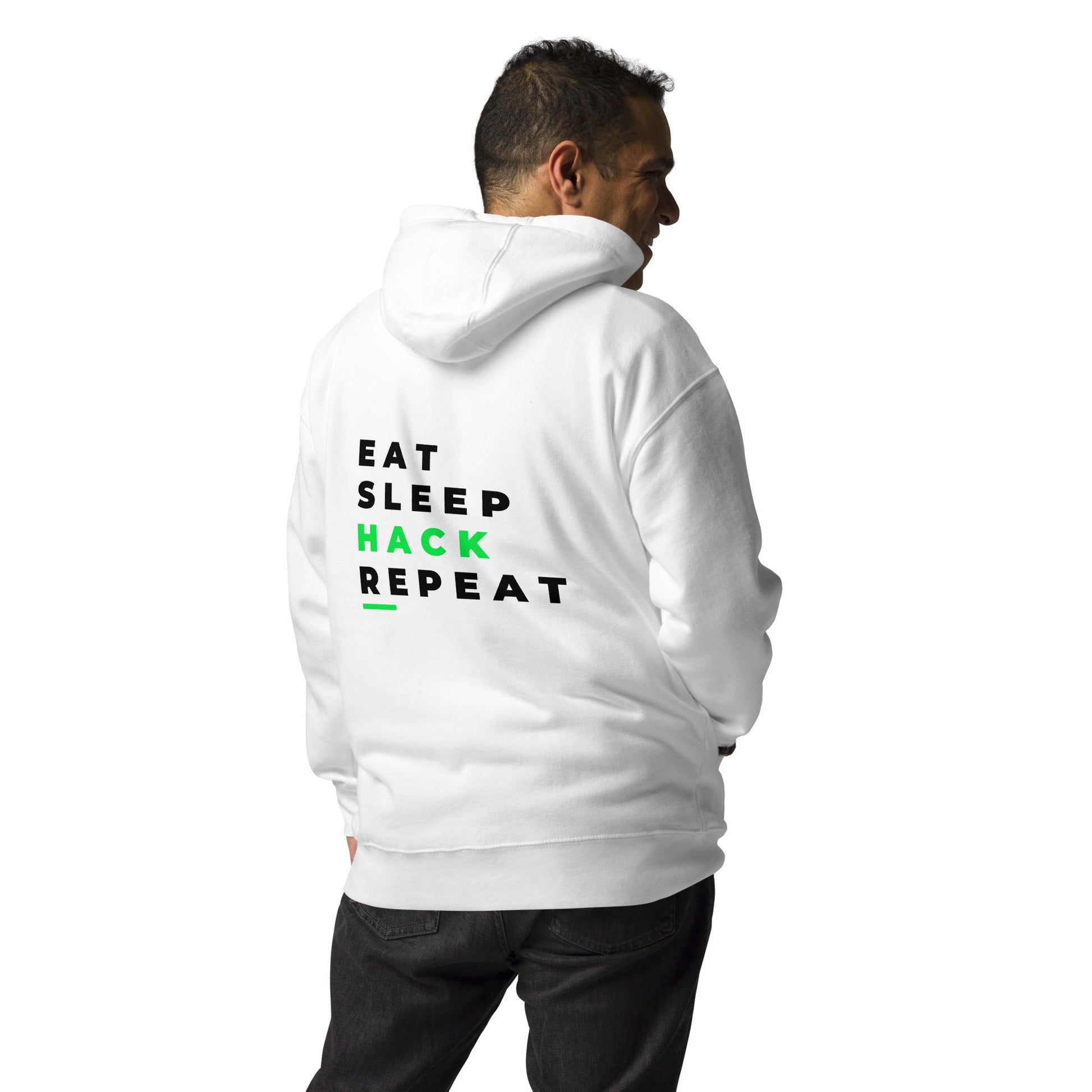 Eat, Sleep, Hack, Repeat V2 - Unisex Hoodie ( Back Print ) by DarkByteGear