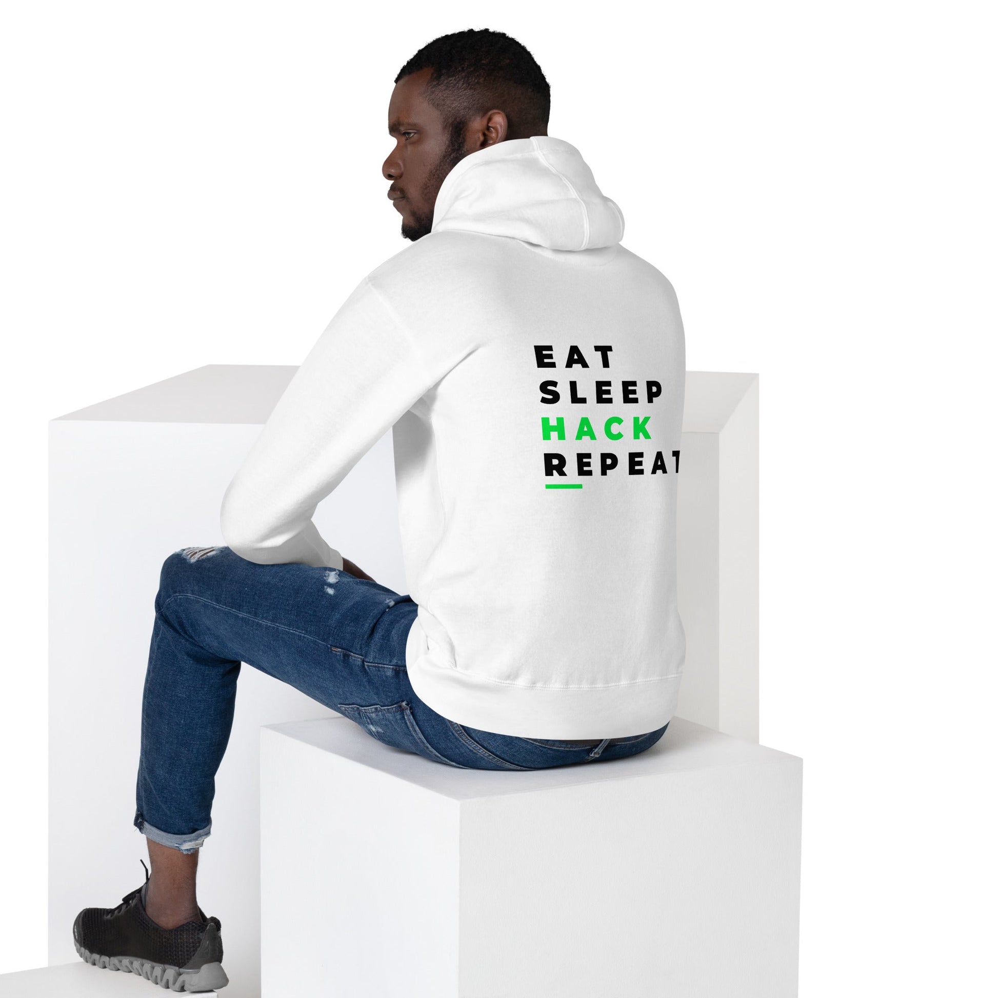Eat, Sleep, Hack, Repeat V2 - Unisex Hoodie ( Back Print ) by DarkByteGear