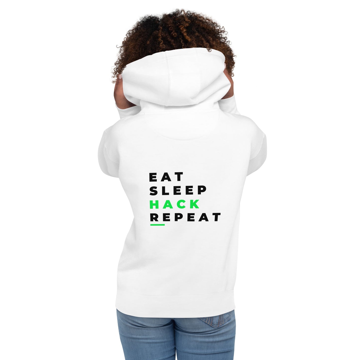 Eat, Sleep, Hack, Repeat V2 - Unisex Hoodie ( Back Print ) by DarkByteGear