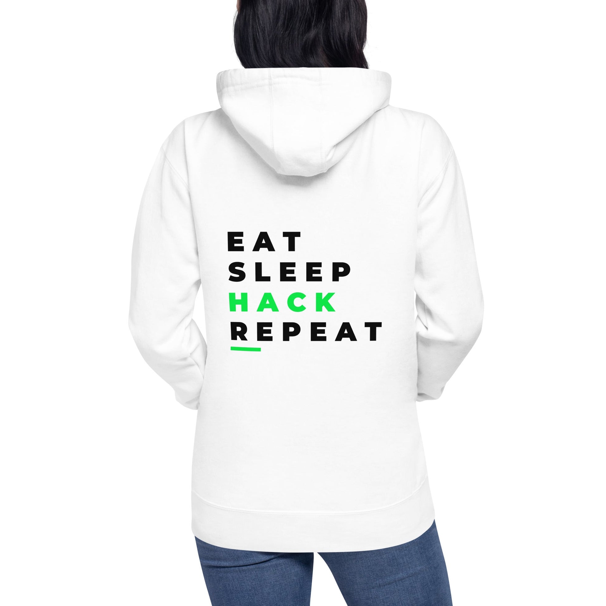 Eat, Sleep, Hack, Repeat V2 - Unisex Hoodie ( Back Print ) by DarkByteGear