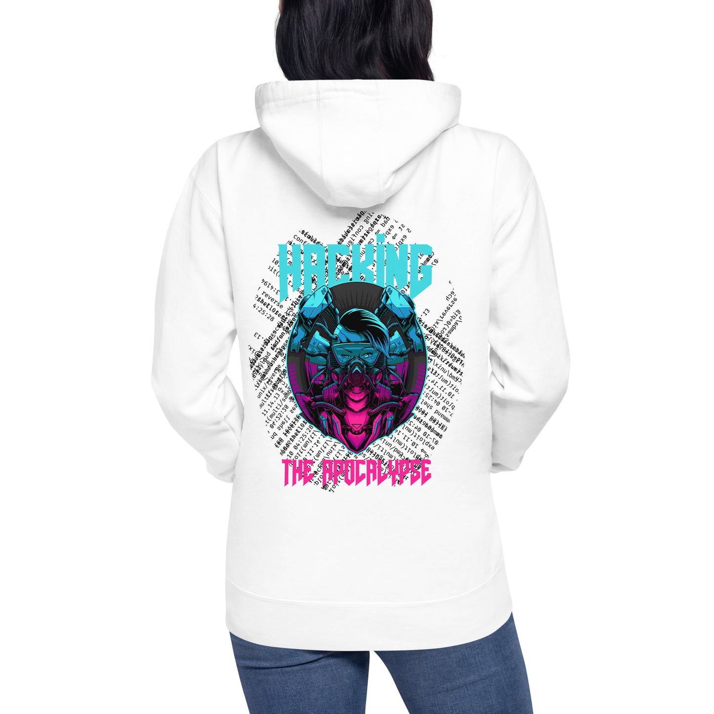 Hacking the apocalypse V2 - Unisex Hoodie ( Back Print ) by DarkByteGear