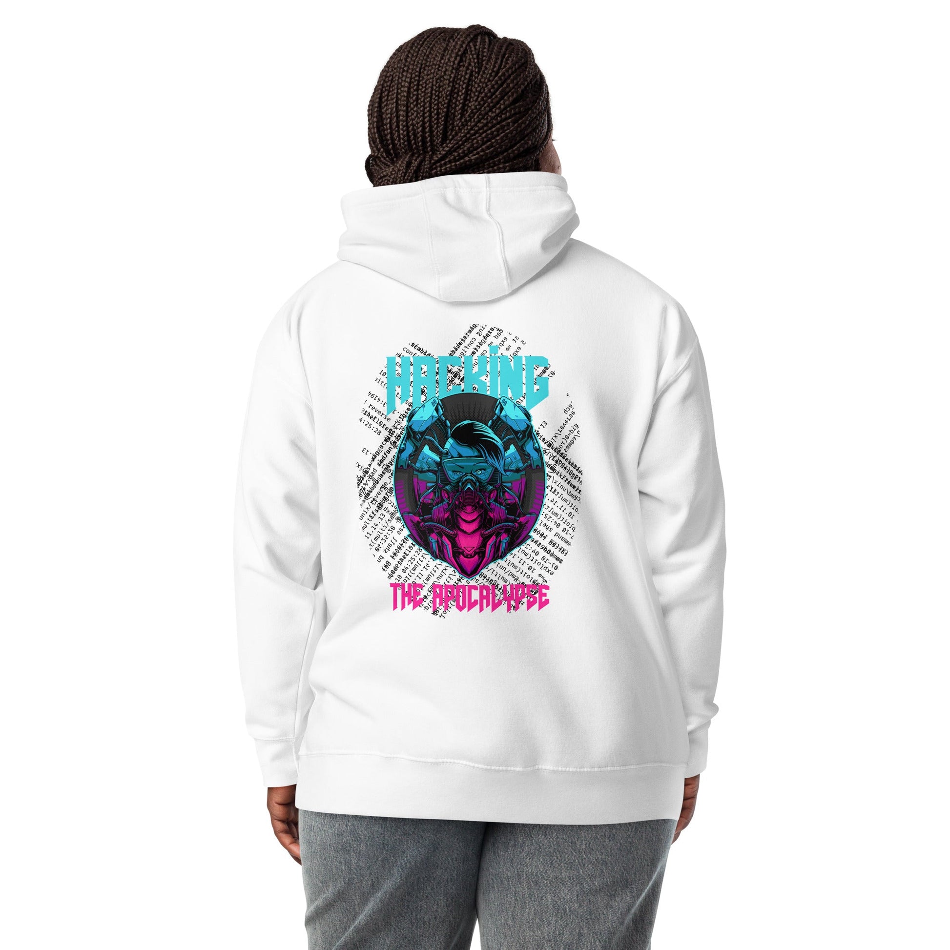 Hacking the apocalypse V2 - Unisex Hoodie ( Back Print ) by DarkByteGear