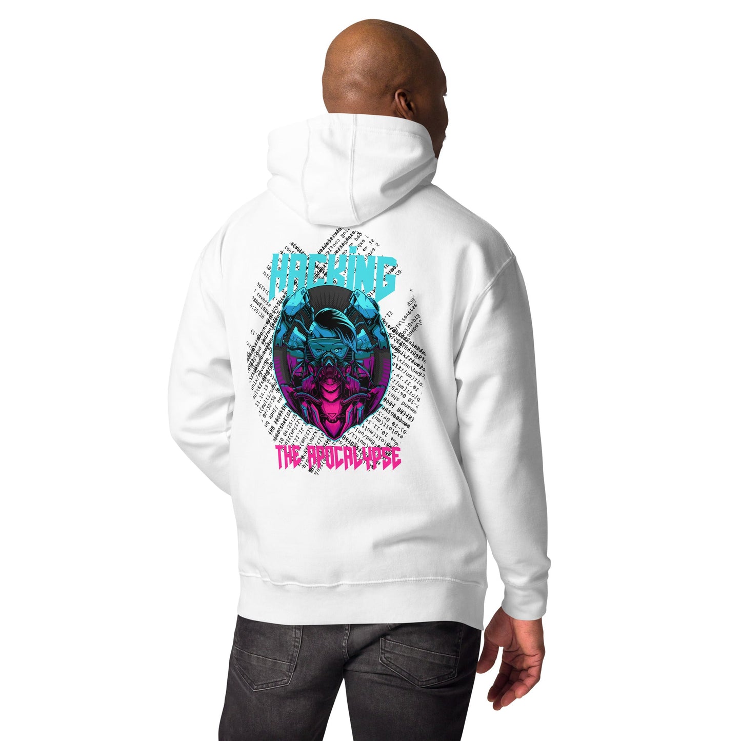 Hacking the apocalypse V2 - Unisex Hoodie ( Back Print ) by DarkByteGear
