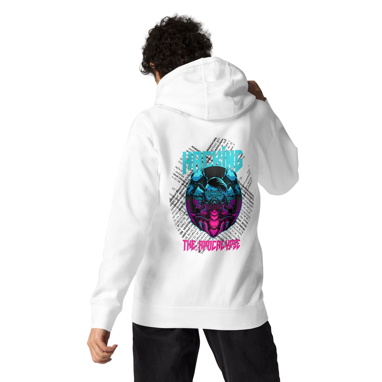 Hacking the apocalypse V2 - Unisex Hoodie ( Back Print ) by DarkByteGear