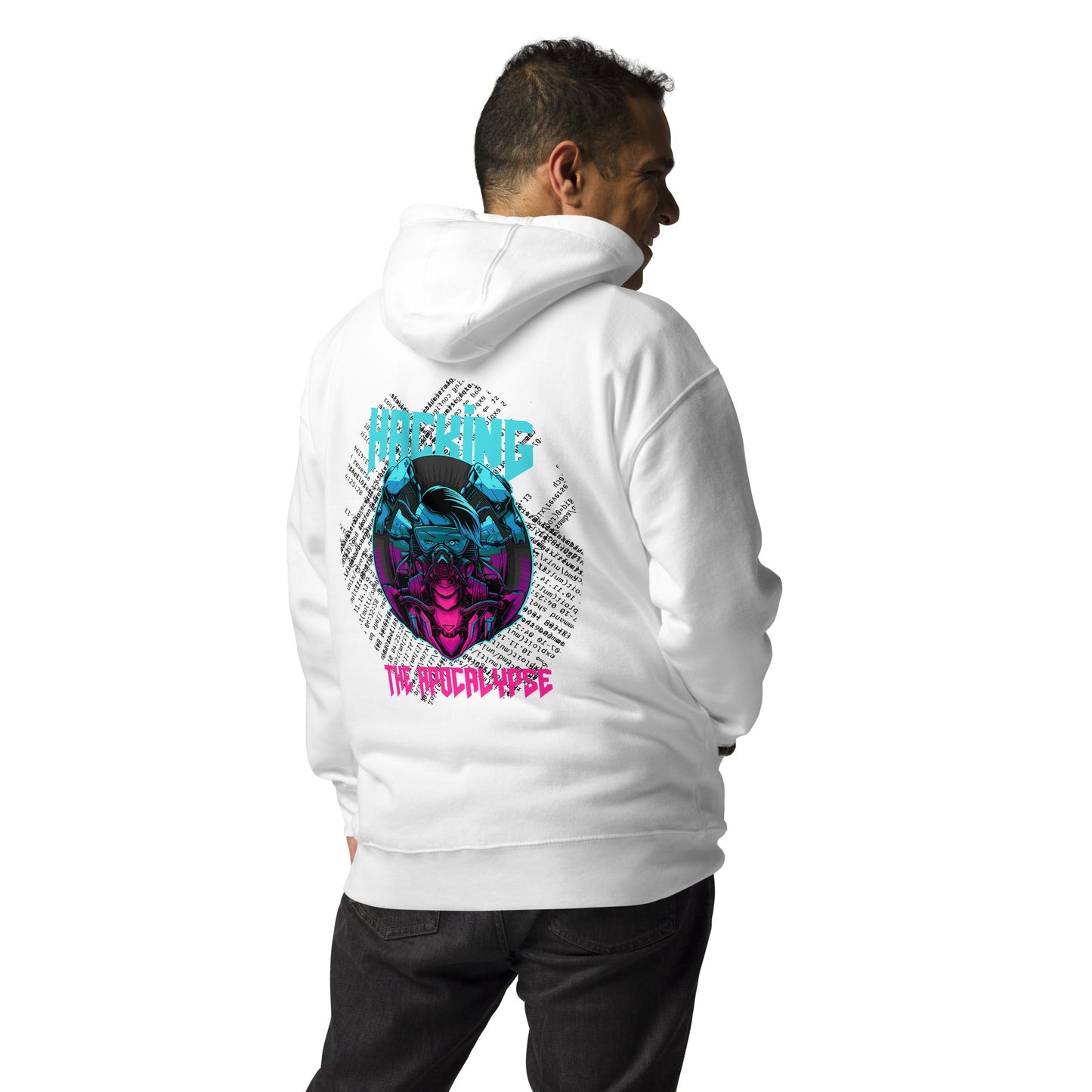 Hacking the apocalypse V2 - Unisex Hoodie ( Back Print ) by DarkByteGear