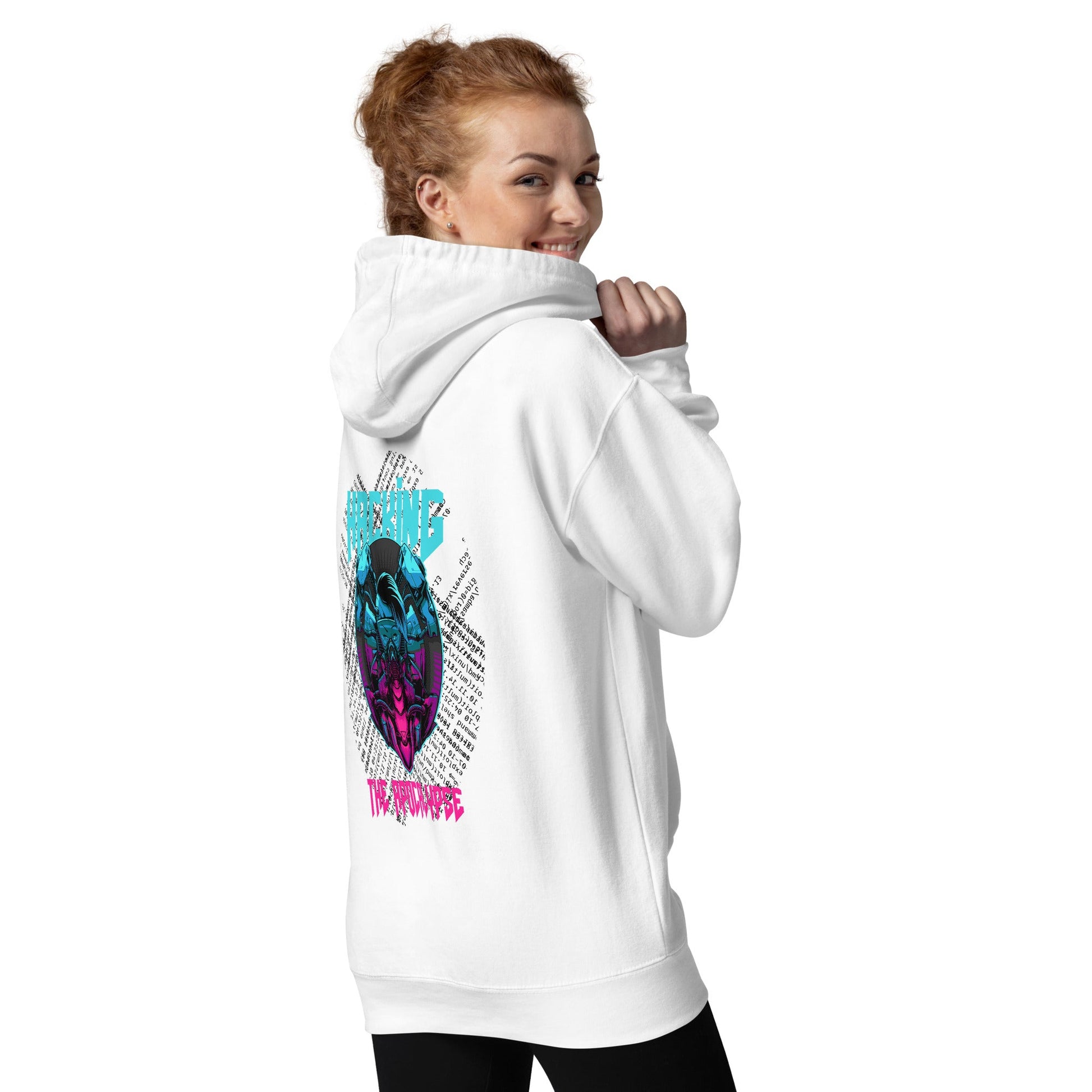 Hacking the apocalypse V2 - Unisex Hoodie ( Back Print ) by DarkByteGear