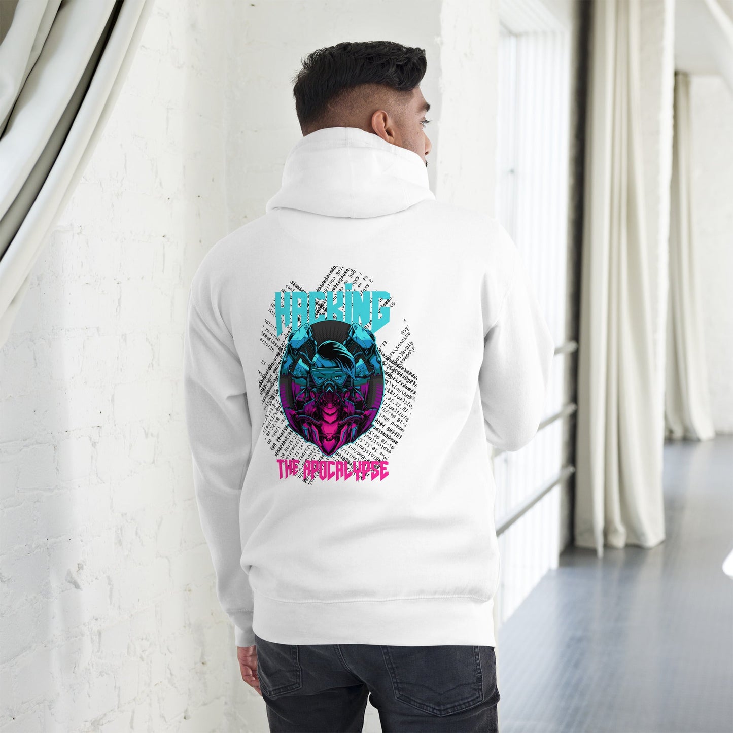 Hacking the apocalypse V2 - Unisex Hoodie ( Back Print ) by DarkByteGear