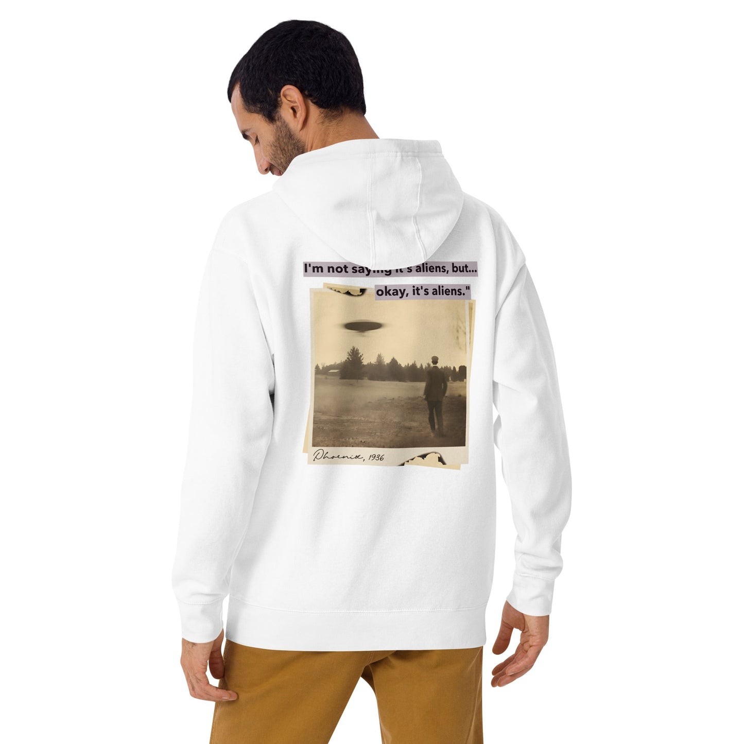 I'm not saying it's aliens, but... okay, it's aliens - Unisex Hoodie (back print) by DarkByteGear