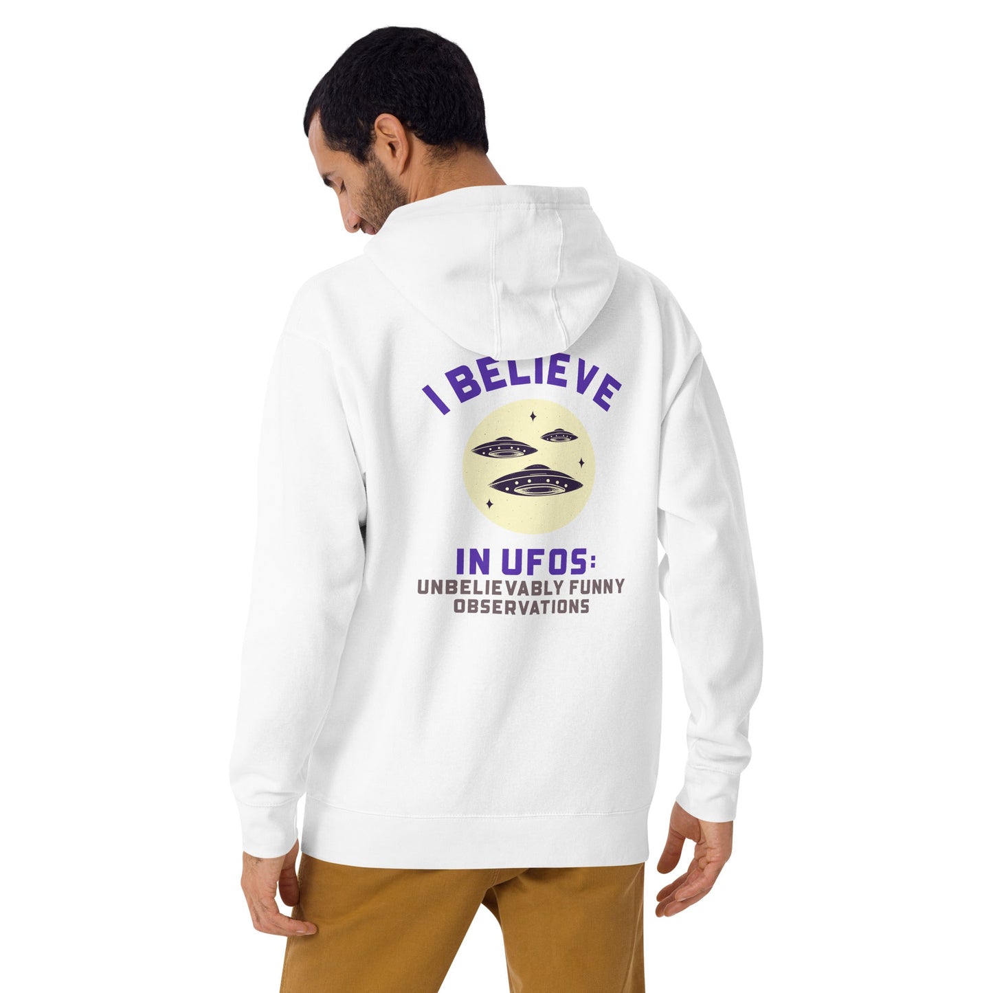 I believe in UFOs Unbelievably Funny Observations - Unisex Hoodie (back print) by DarkByteGear