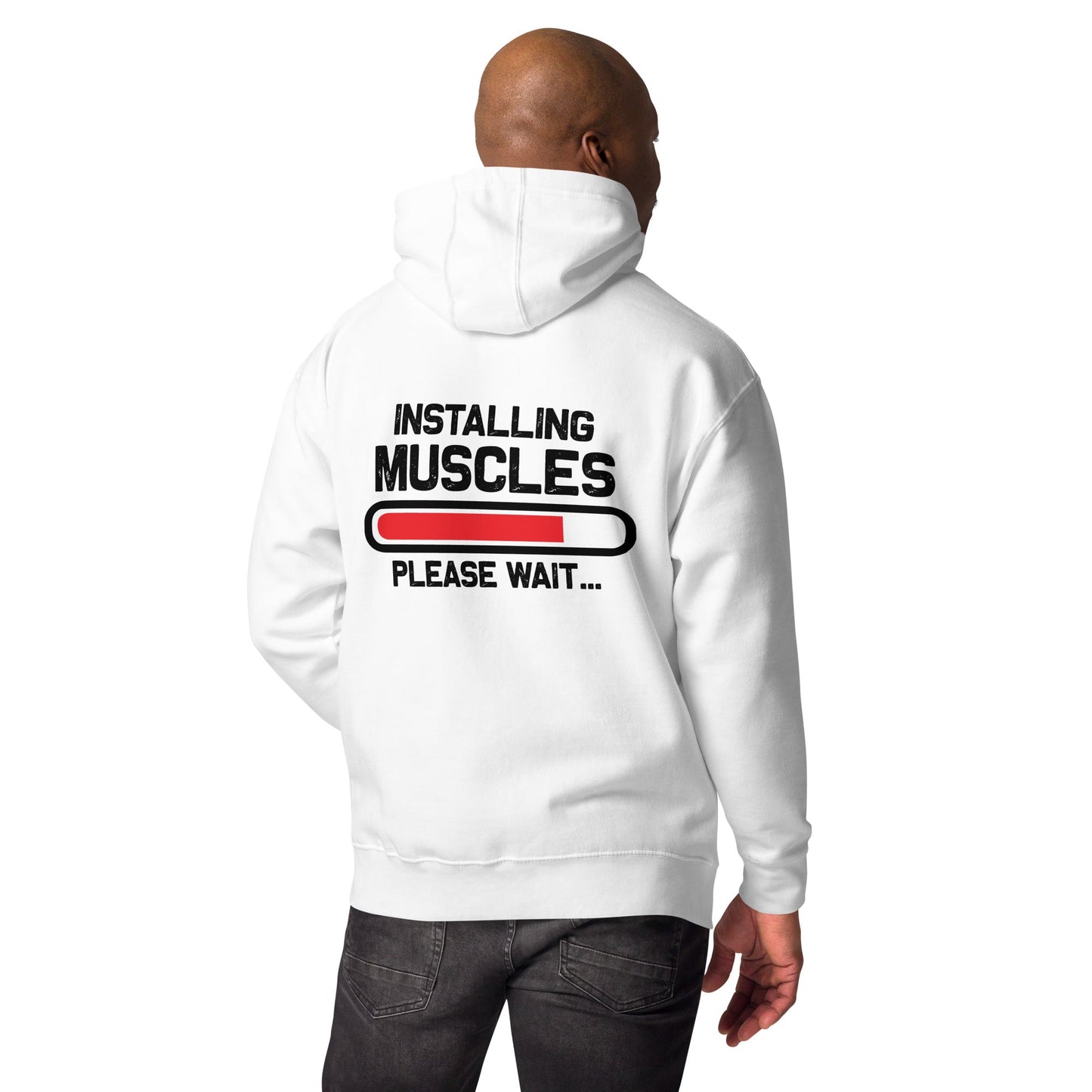 Installing Muscles Please Wait.... - Unisex Hoodie ( Back Print ) by DarkByteGear