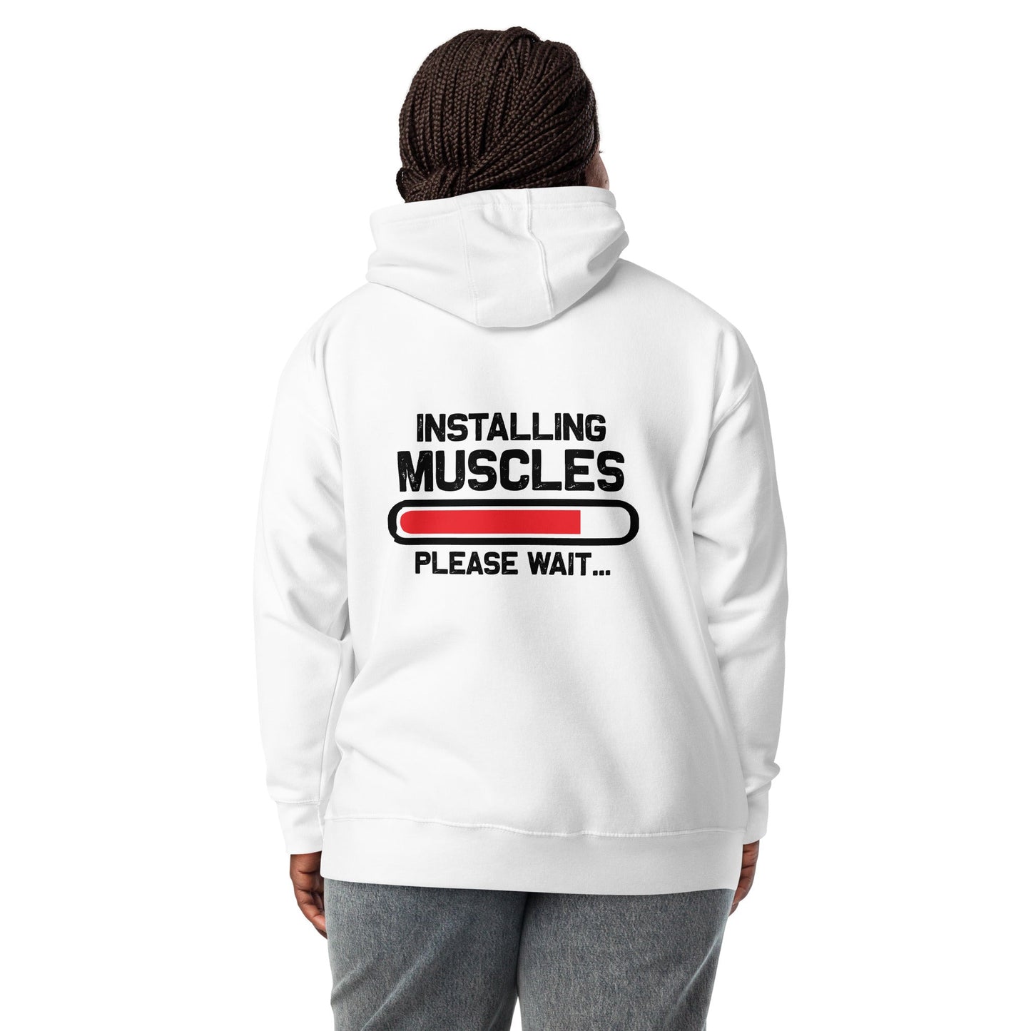 Installing Muscles Please Wait.... - Unisex Hoodie ( Back Print ) by DarkByteGear