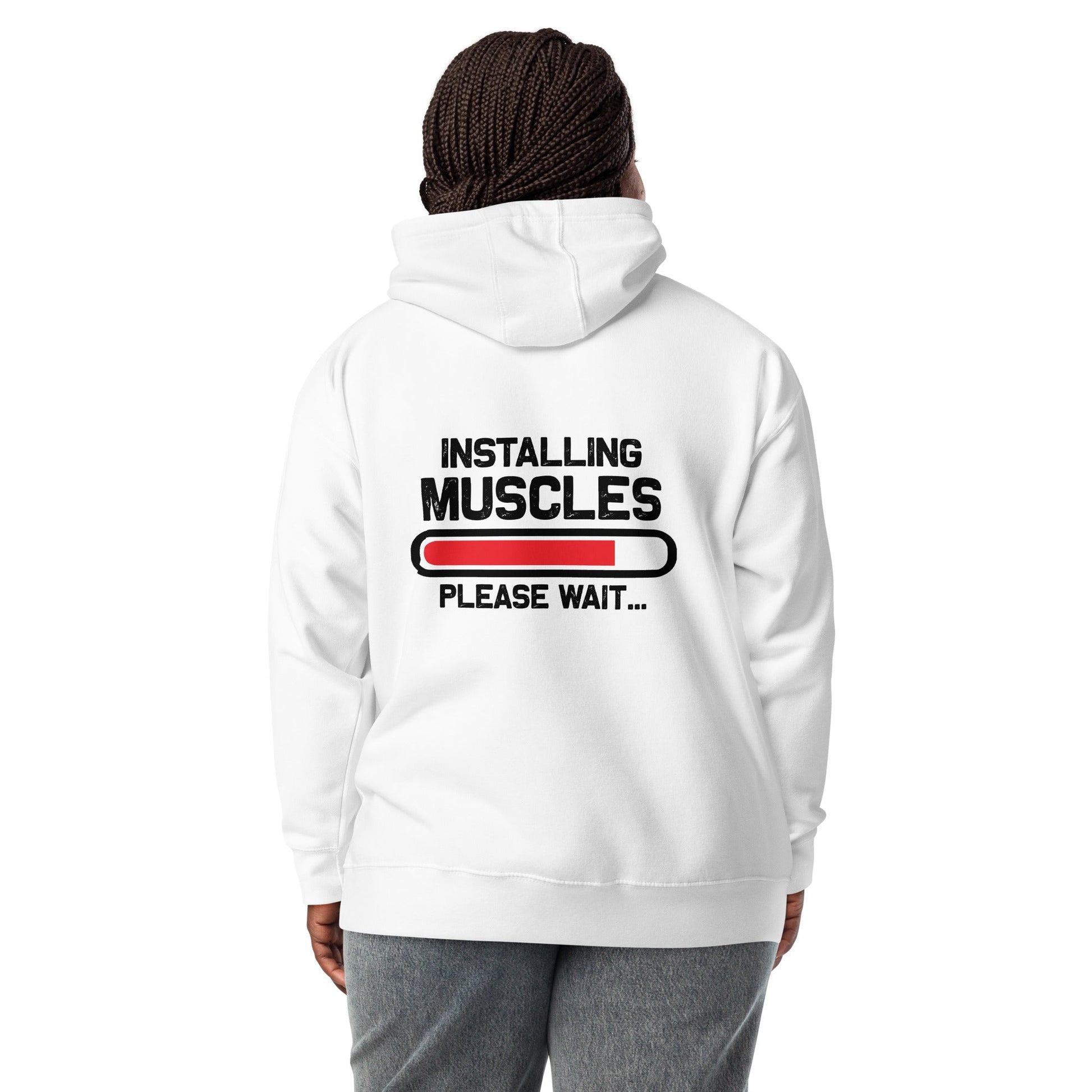 Installing Muscles Please Wait.... - Unisex Hoodie ( Back Print ) by DarkByteGear