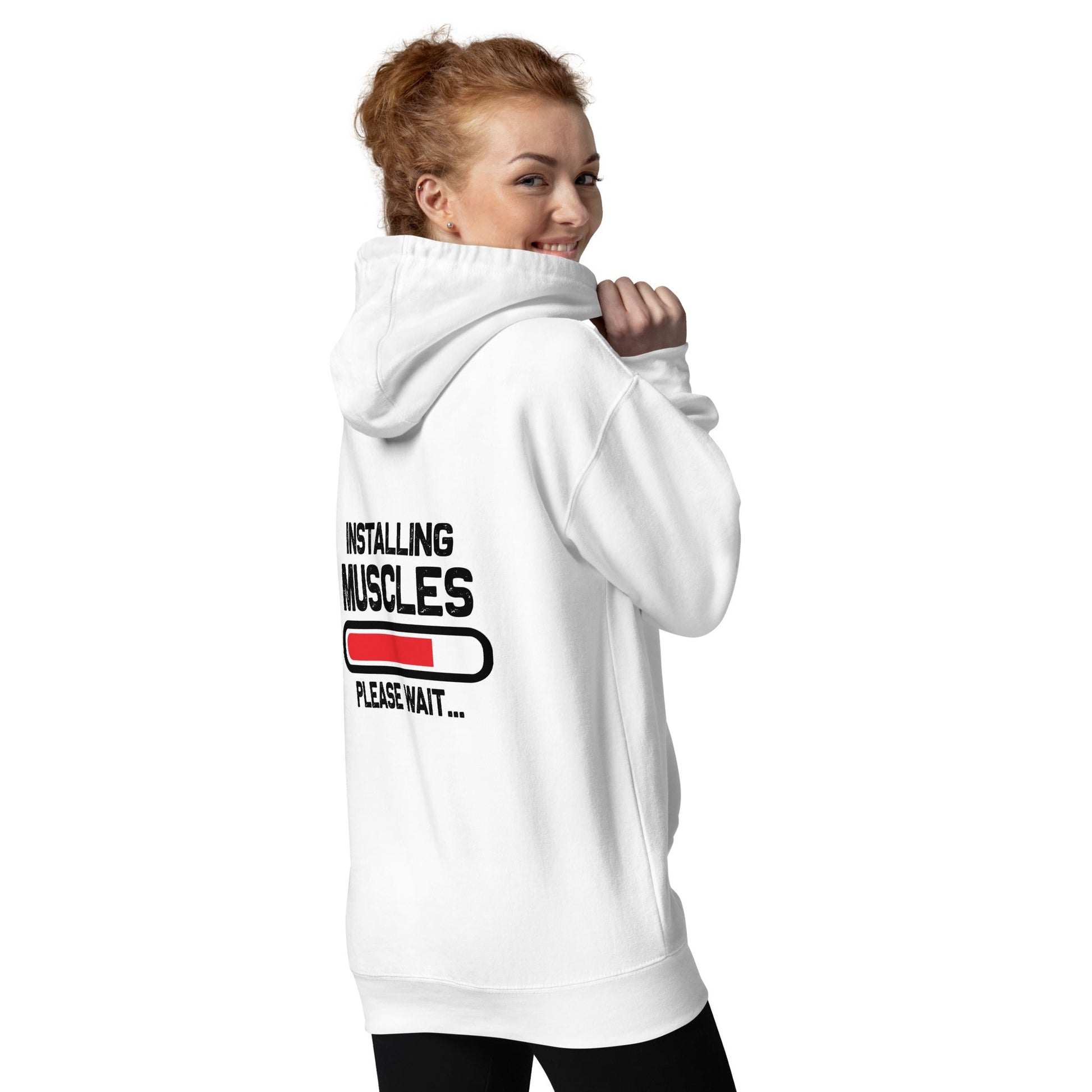 Installing Muscles Please Wait.... - Unisex Hoodie ( Back Print ) by DarkByteGear