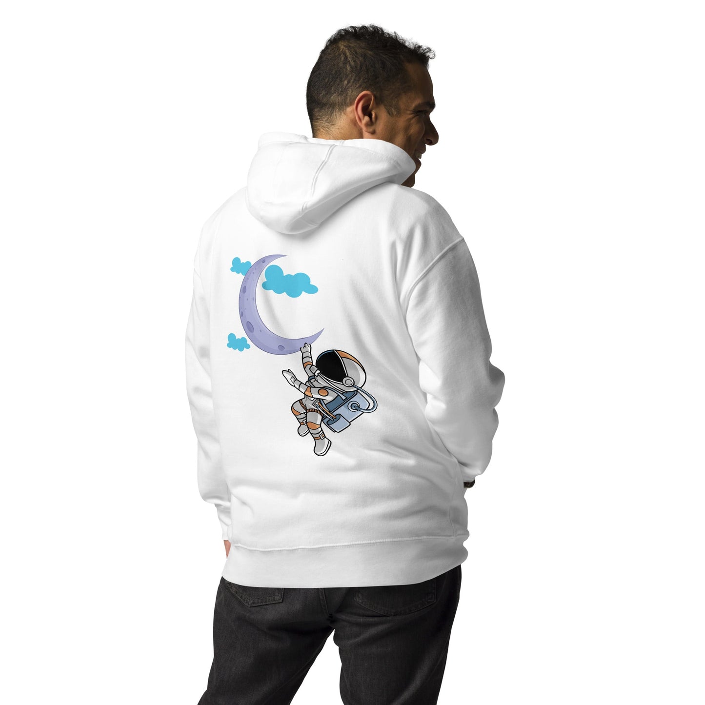 Full Moon Astronaut - Unisex Hoodie ( Back Print ) by DarkByteGear