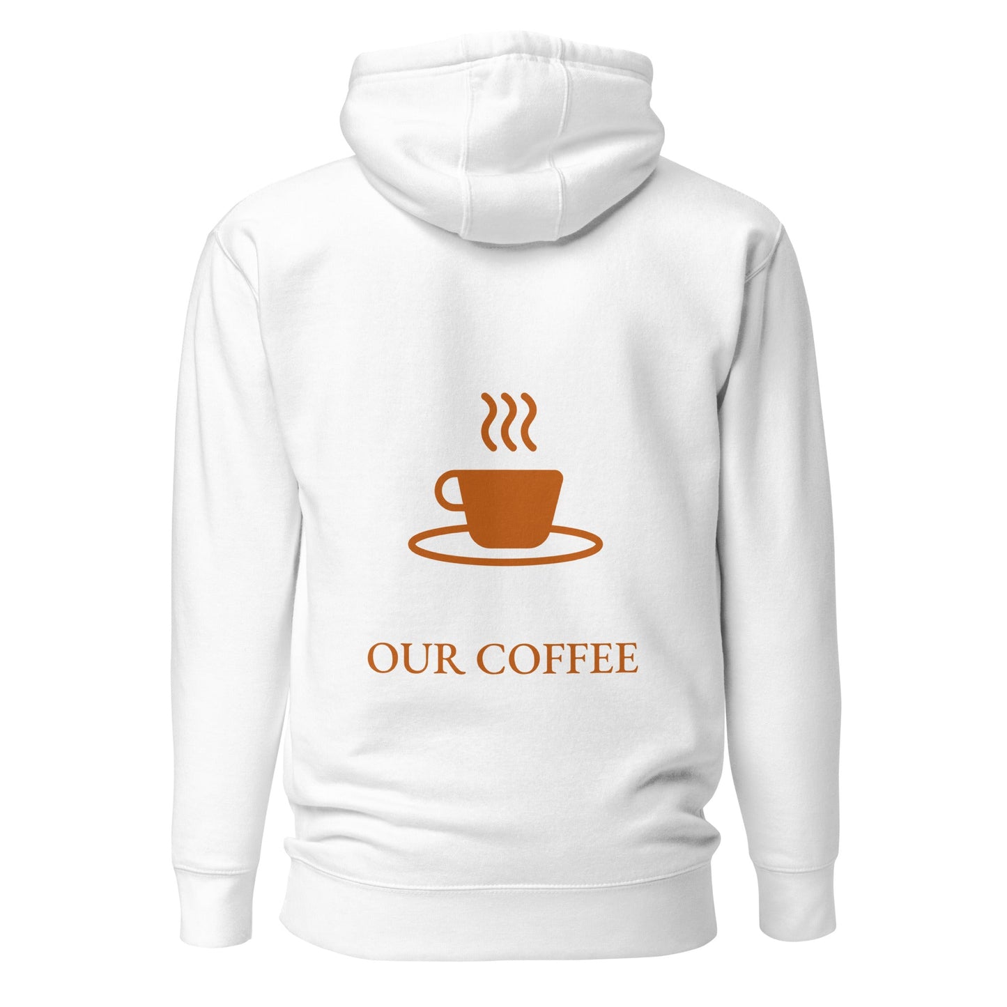 In cryptography, we trust... our coffee (Orange Text) - Unisex Hoodie ( Back Print ) by DarkByteGear