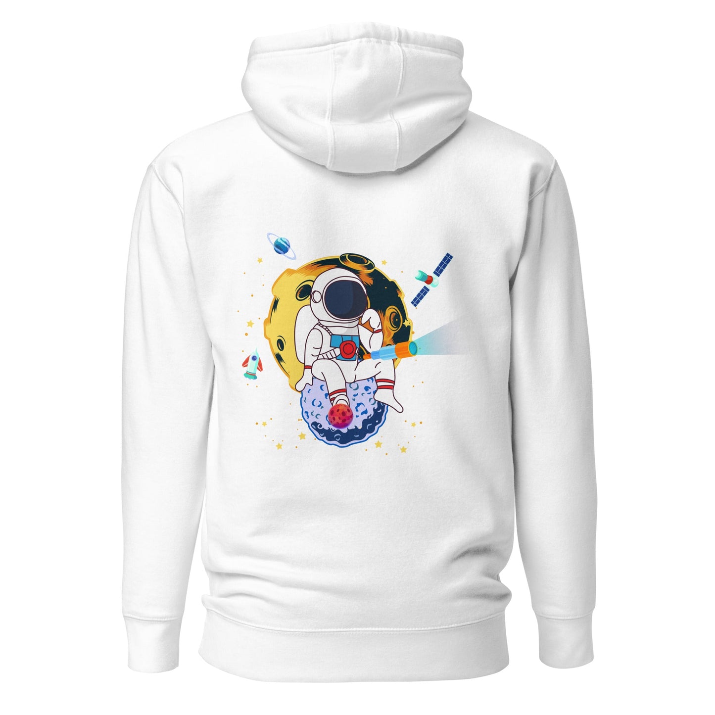 Astranaut catching stars - Unisex Hoodie ( Back Print ) by DarkByteGear