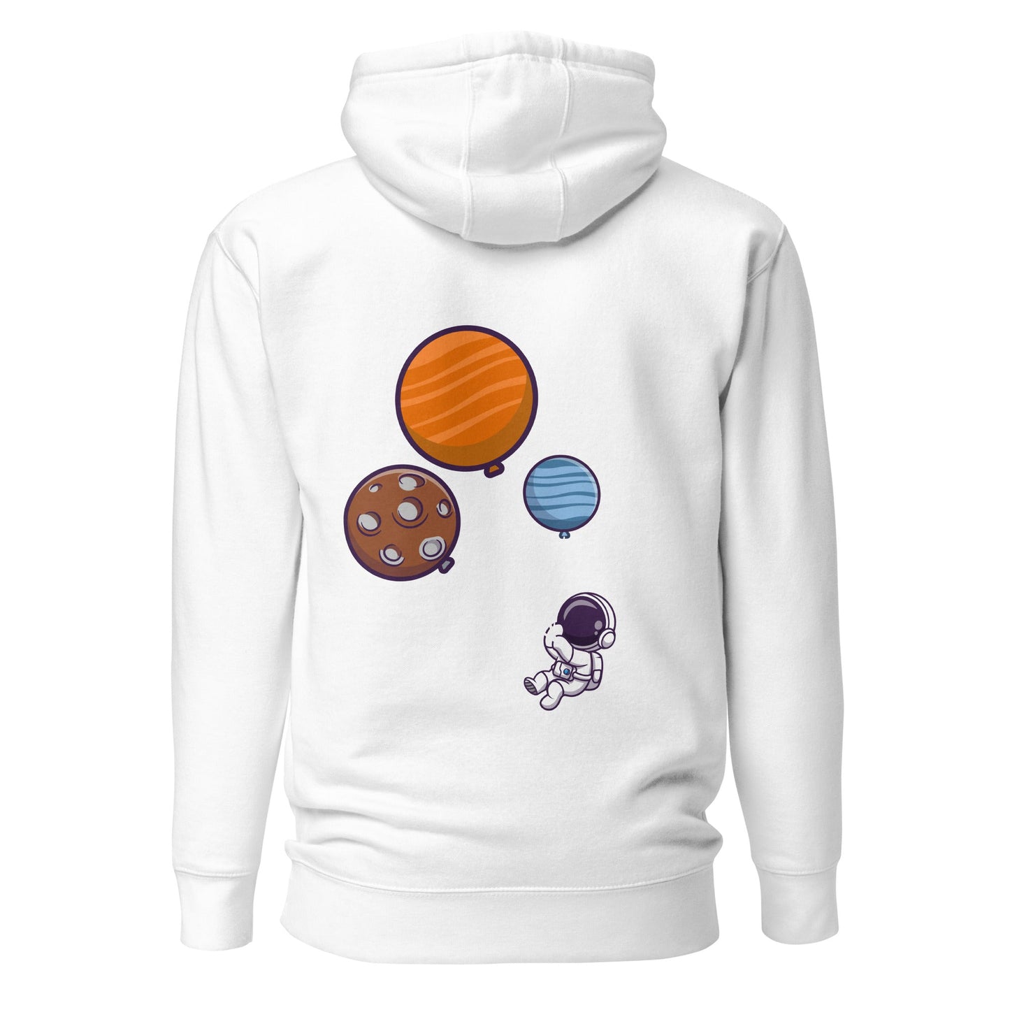 Astronaut with Balloons in Space - Unisex Hoodie ( Back Print ) by DarkByteGear