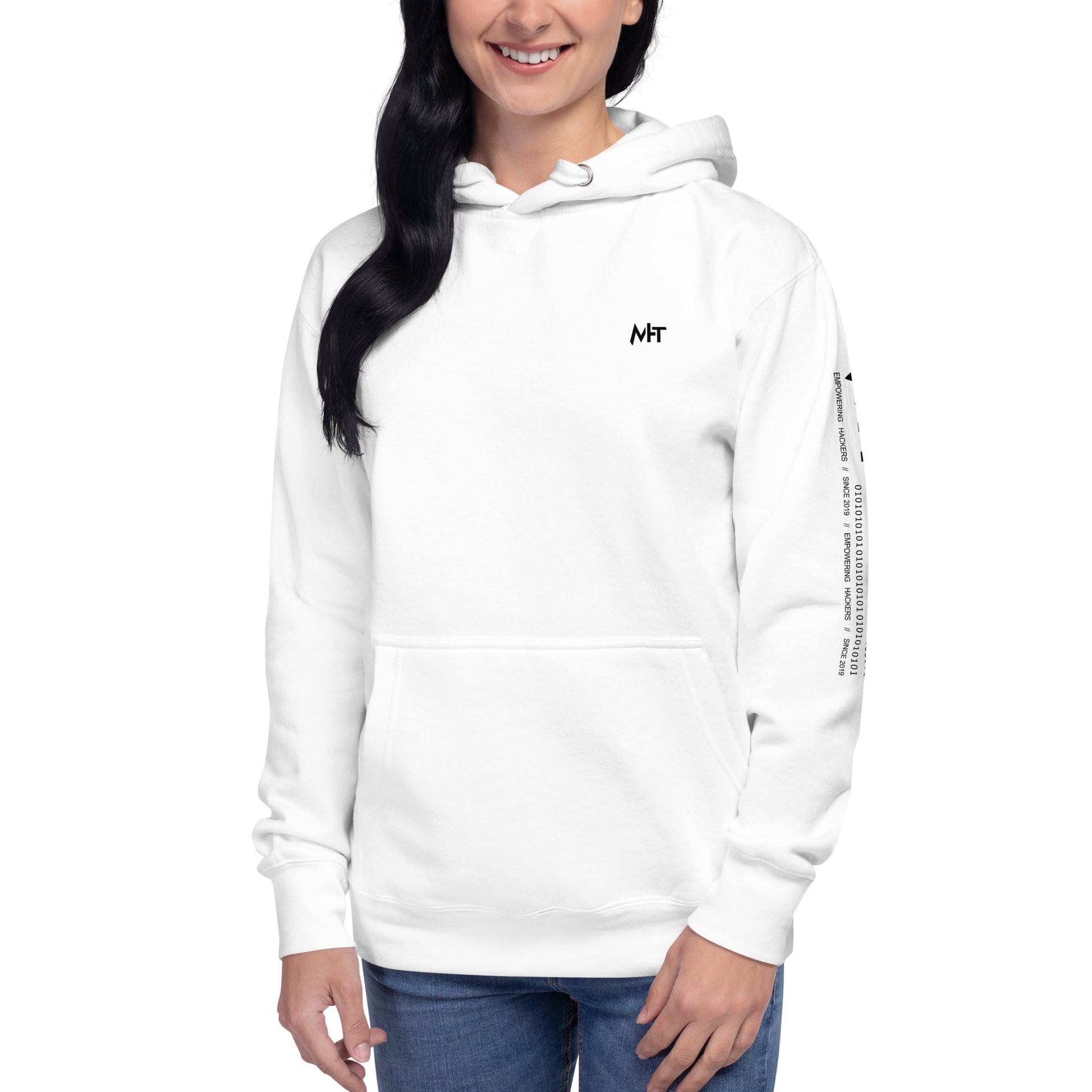 Hacker Girl V1 in Dark Color Text - Unisex Hoodie ( Back Print ) by DarkByteGear