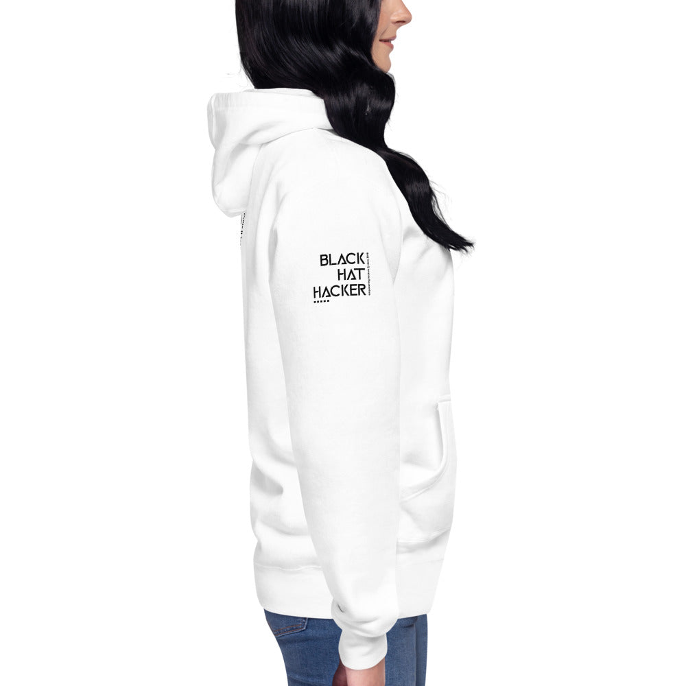 Black Hat Hacker - Unisex Hoodie (back print) by DarkByteGear
